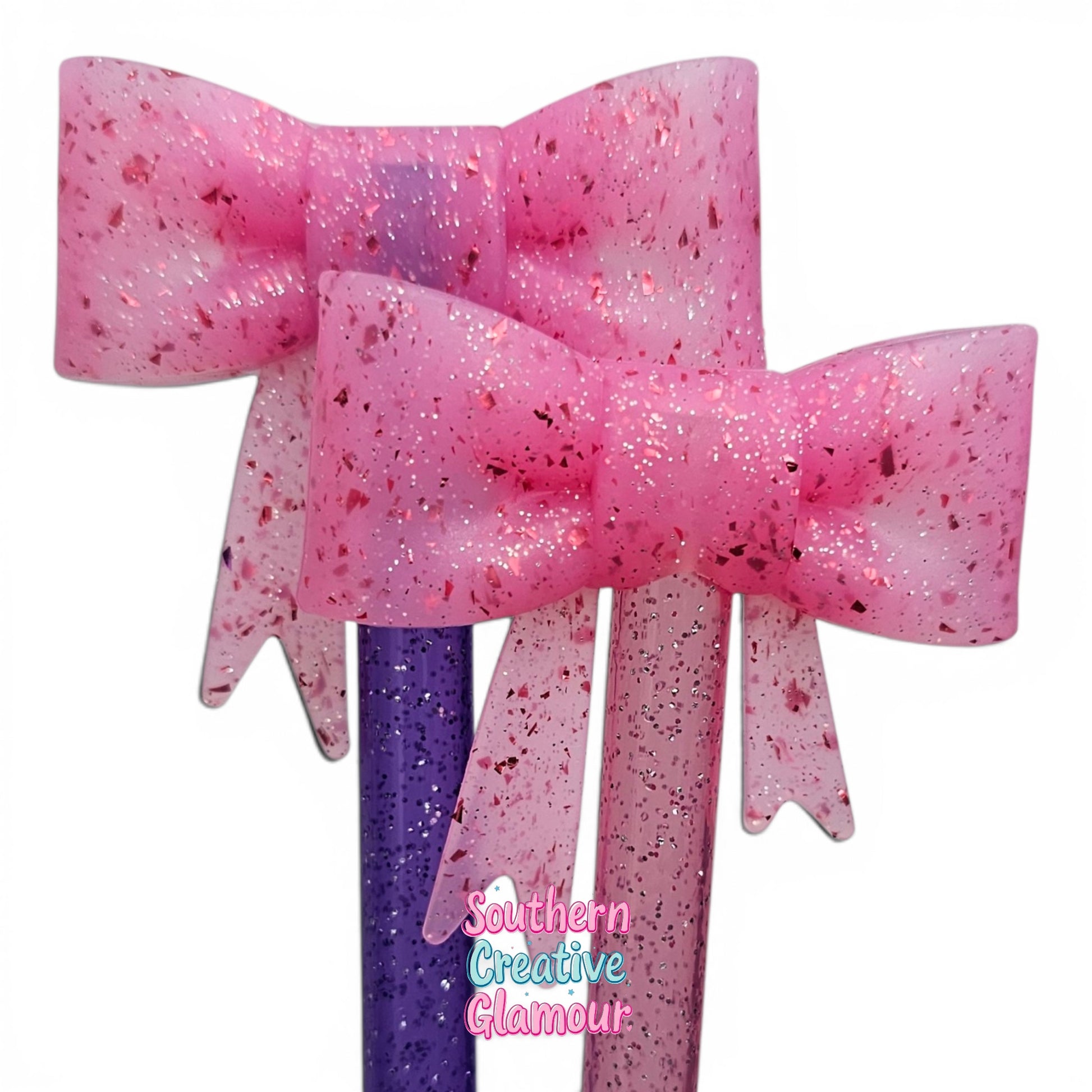 Pink Glitter Bow Straw Topper | Fits 10mm Straws