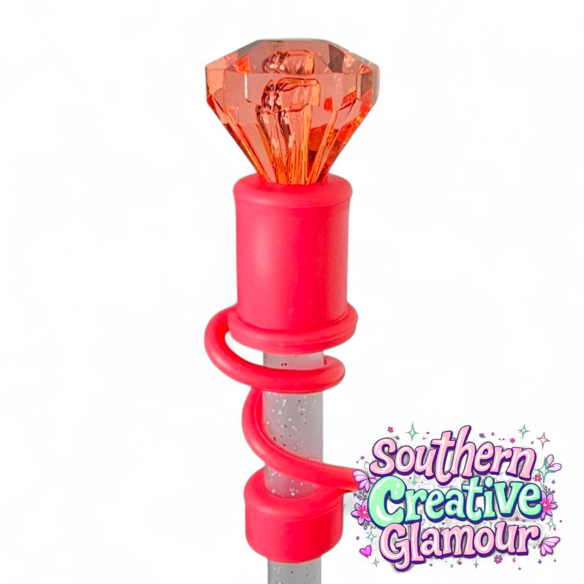 Pink Parade Diamond 3D Silicone Straw Topper | Straw Cover by Southern Creative Glamour 