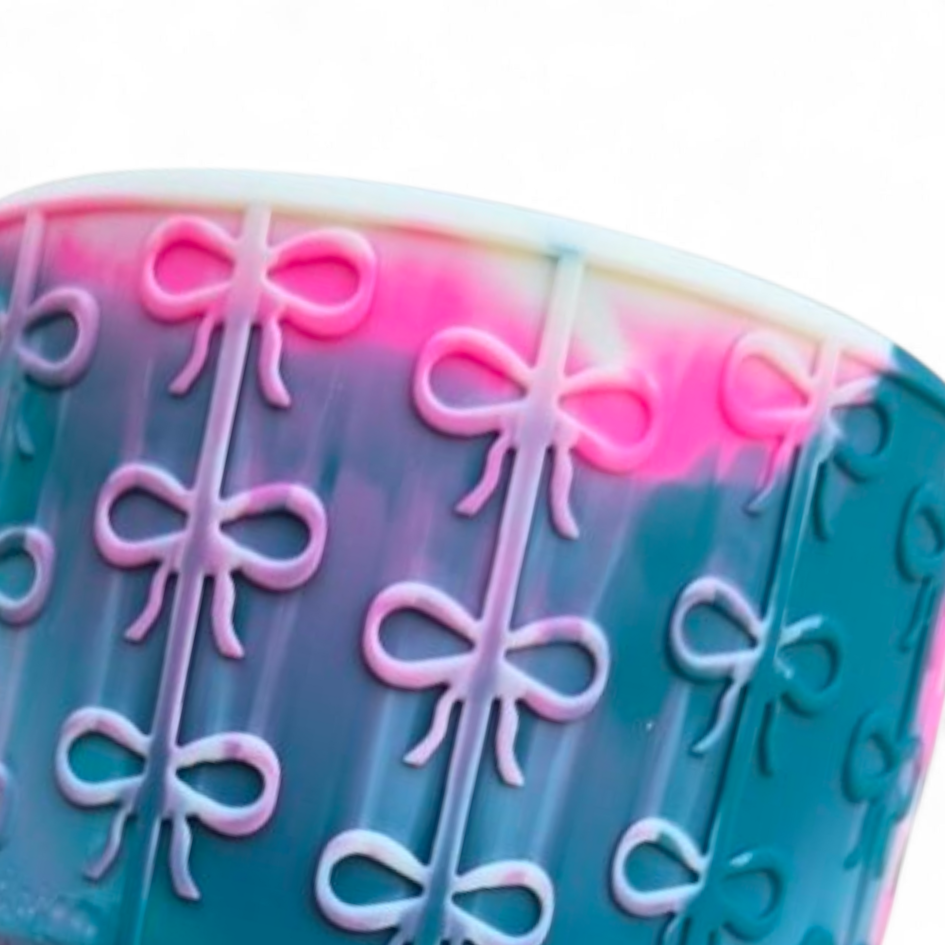 Pink, White, Emerald Cabana Coquette Bow Silicone Tumbler Boot | Tumbler Sleeve 