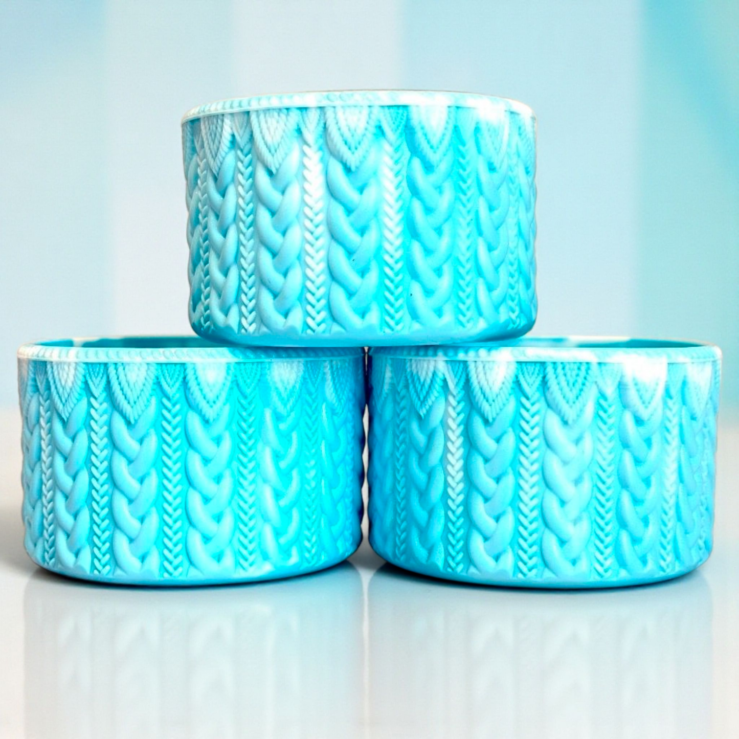 Powder Blue Shimmer Remix MACRAME Tumbler Boot -fits 20-40oz