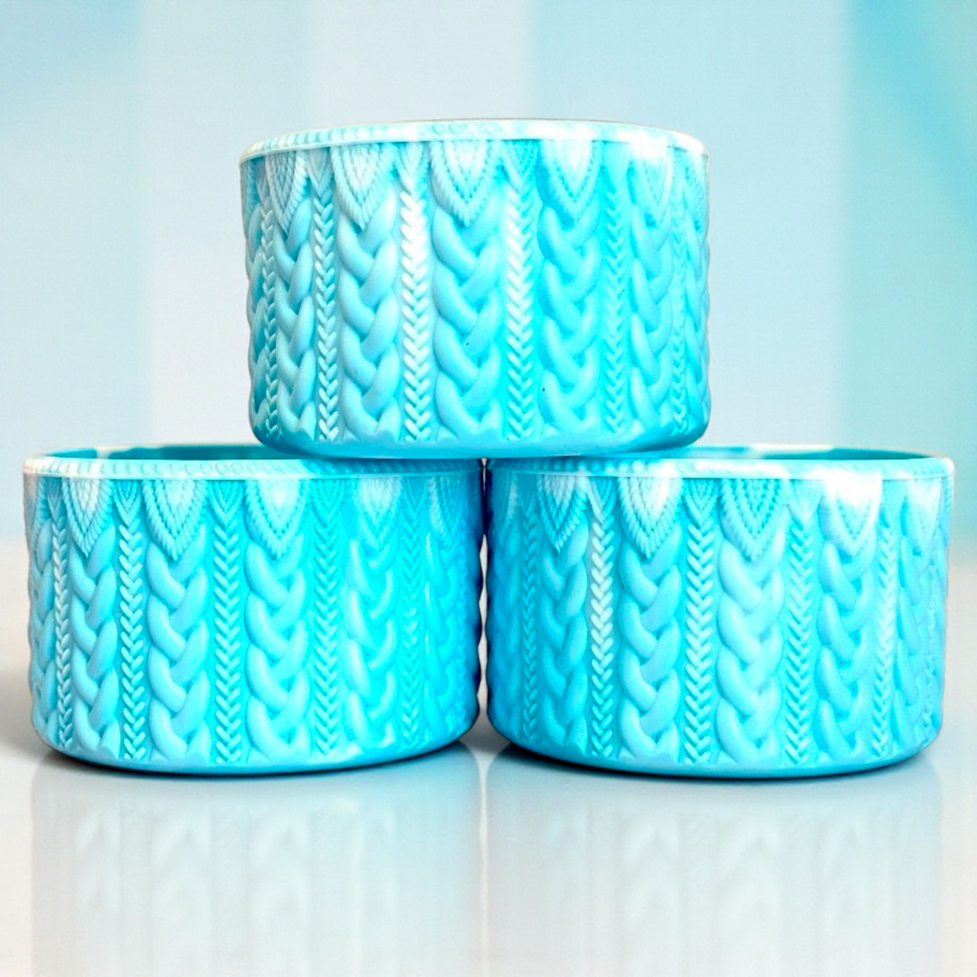 Powder Blue Shimmer Remix MACRAME Tumbler Boot -fits 20-40oz