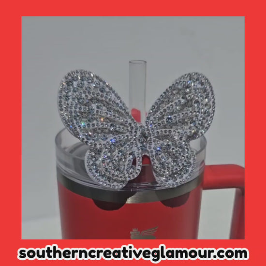 Silver Diamond Butterfly Tumbler Charm by Southern Creative Glamour 