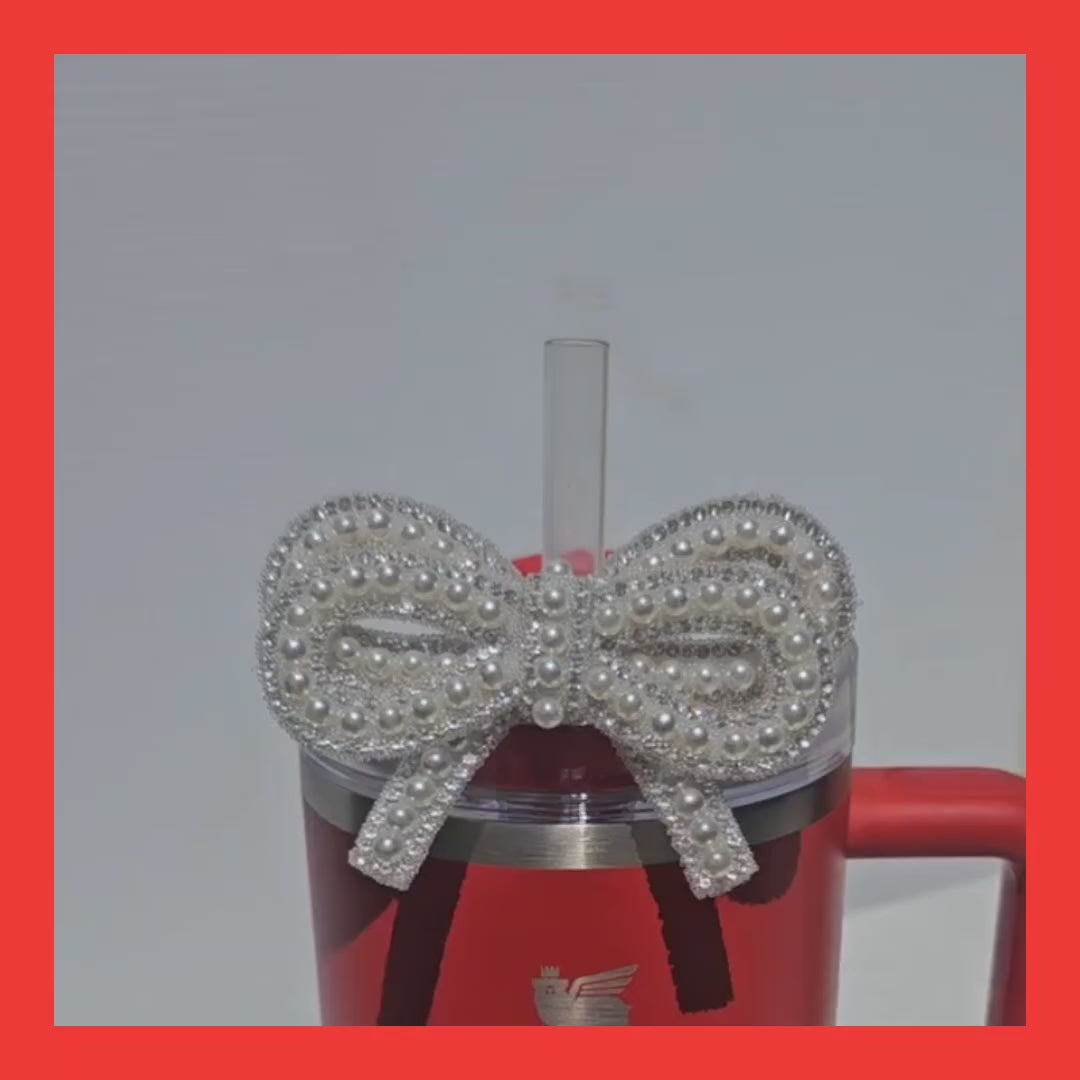 Pearlescent Pearl Beaded Bow Tumbler Charm by Southern Creative Glamour 