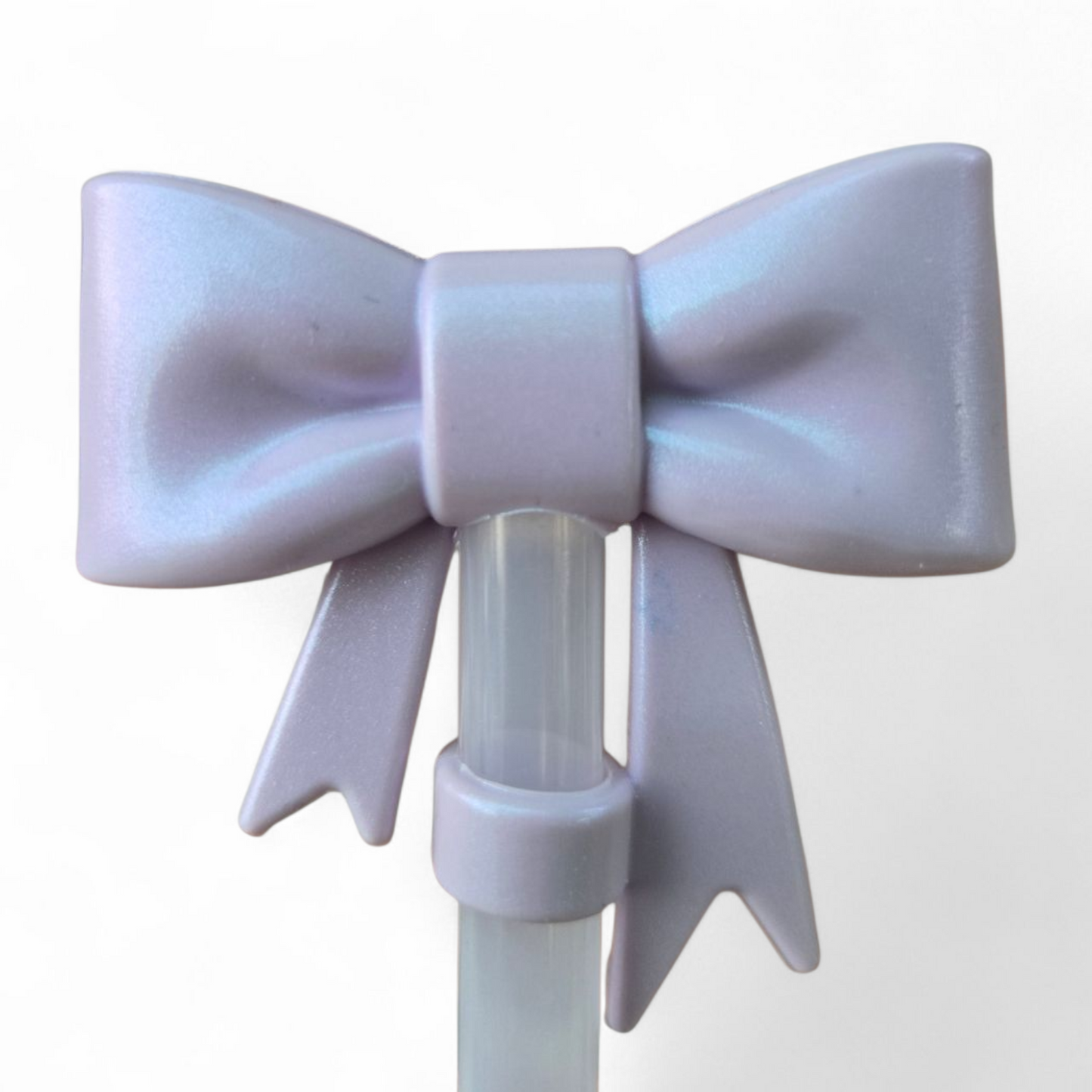 Aster Shimmer 3D Bow Silicone 10mm Straw Topper 