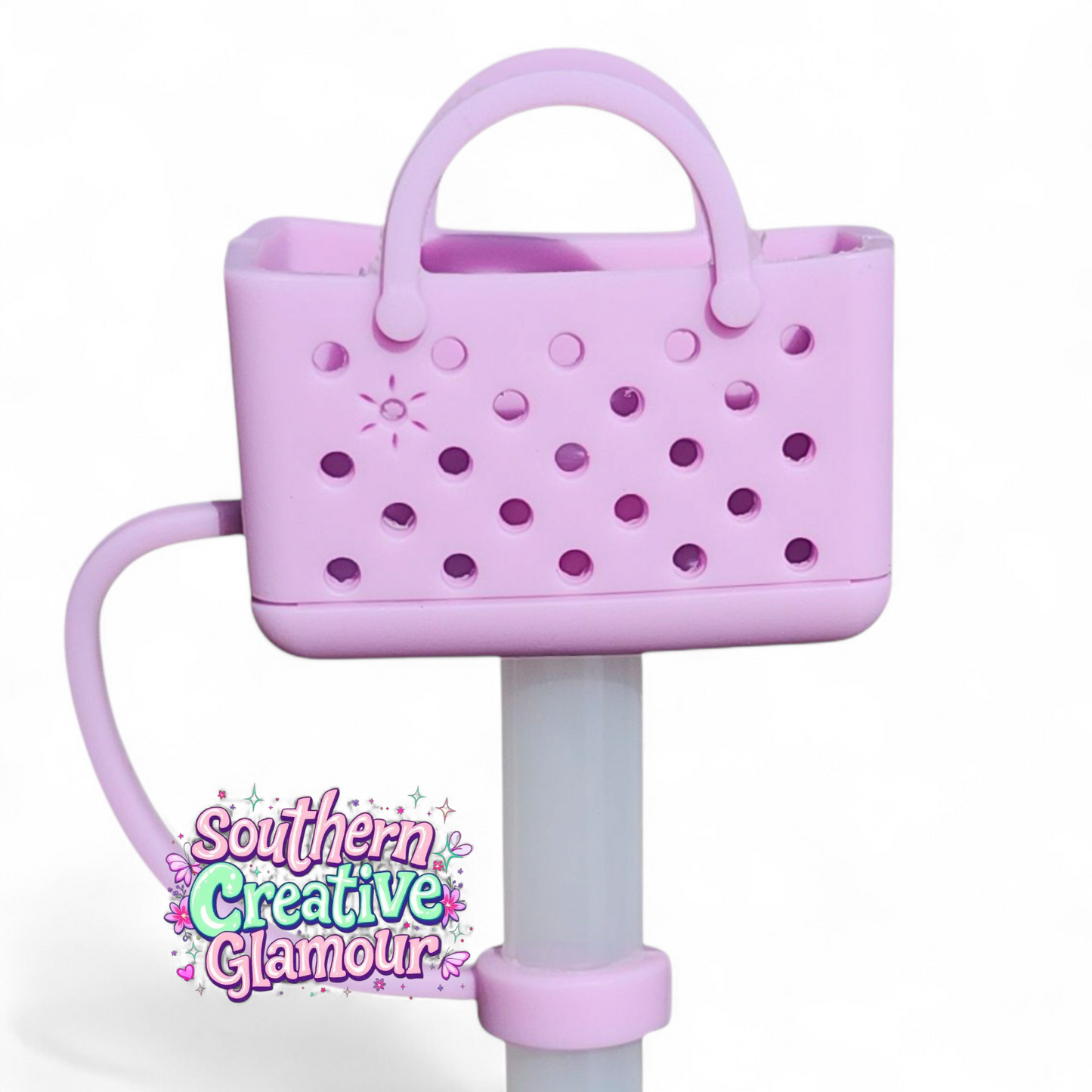 Purple Fashion Bogg Bag inspired 10mm Silicone Straw Topper | Fits 10mm Straws 