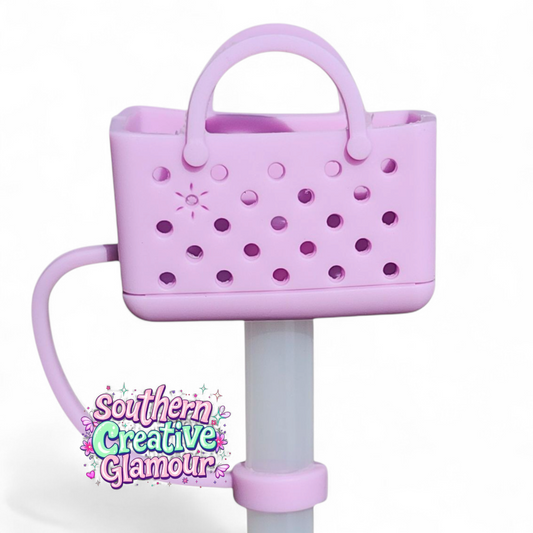 Purple Fashion Bogg Bag inspired 10mm Silicone Straw Topper | Fits 10mm Straws 