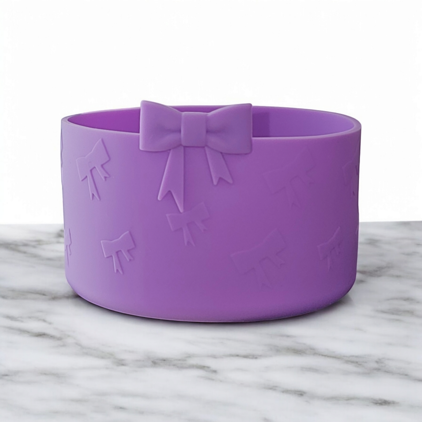 Purple Ribbon Bows Textured Silicone Tumbler Boot. Fits 32oz-40oz Tumblers. 