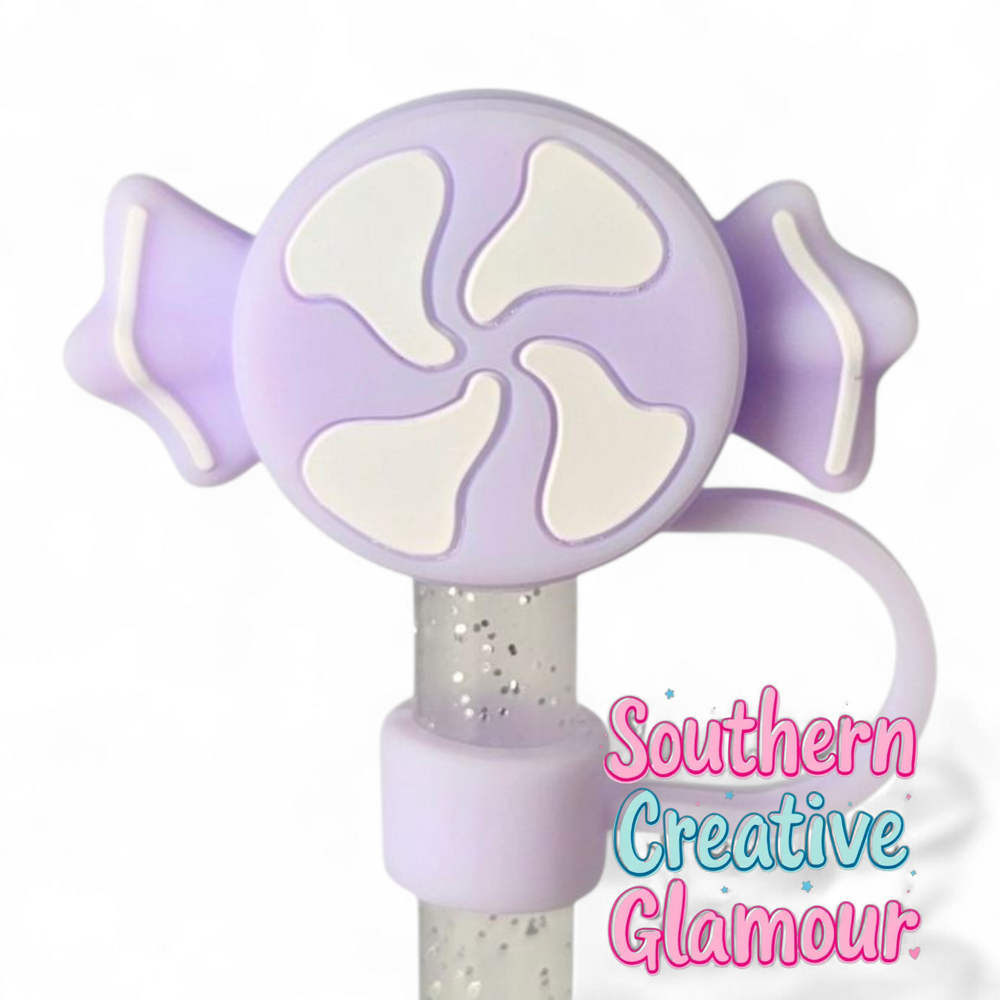 Purple Christmas Candy 3D Silicone Straw Topper by Southern Creative Glamour 