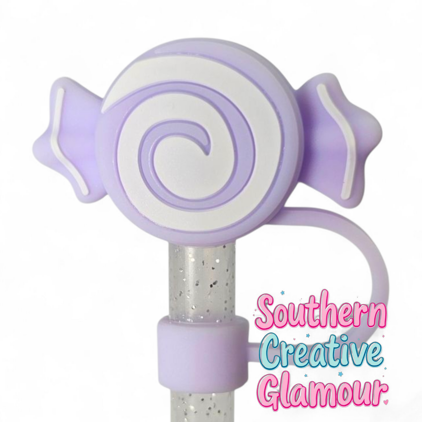 Purple Christmas Candy 3D Silicone Straw Topper by Southern Creative Glamour 