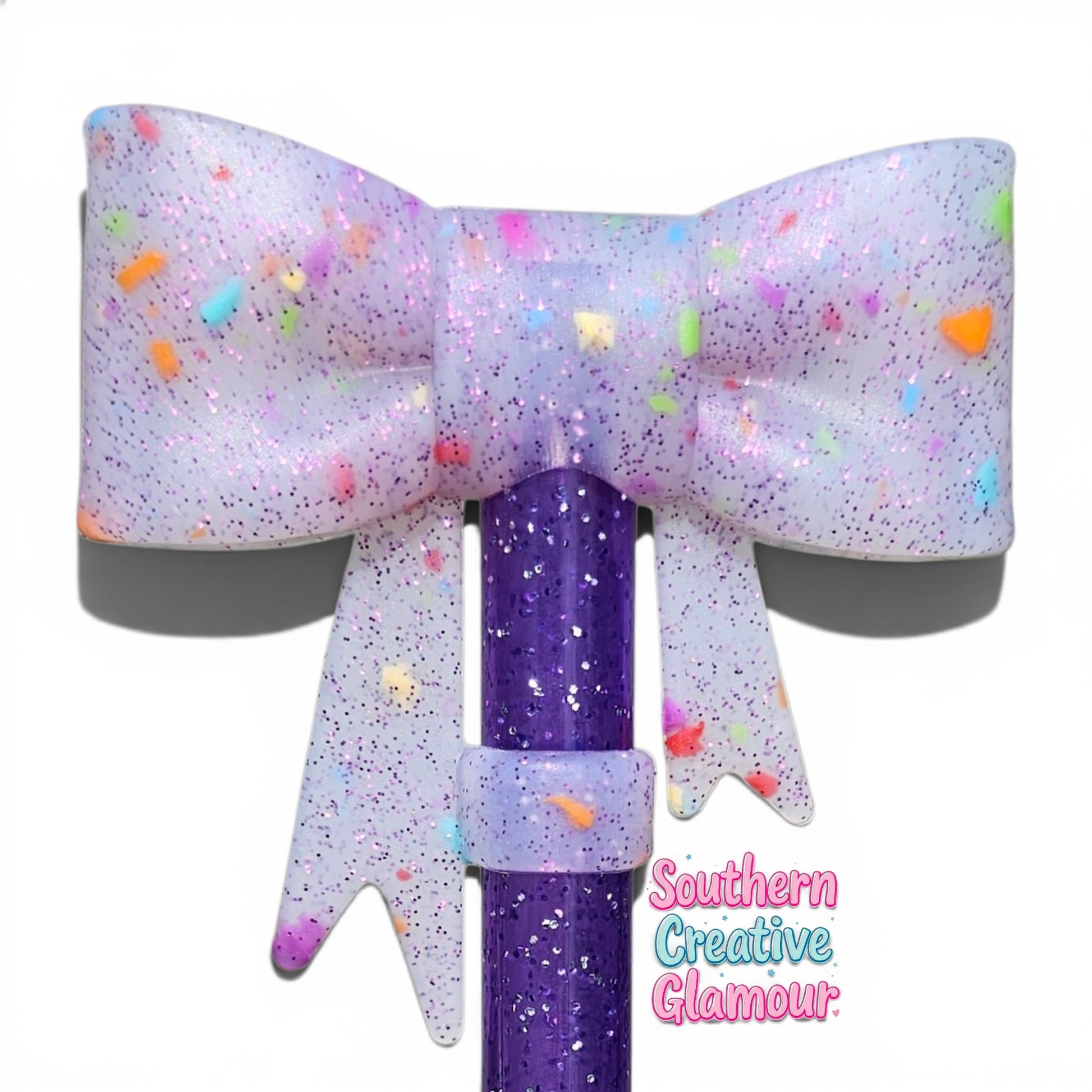 Purple Confetti Bow Straw Topper by Southern CreativeGlamour| Fits 10mm Straws