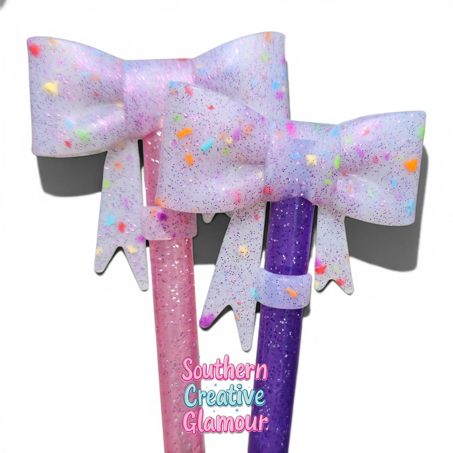 Purple Confetti Bow Straw Topper by Southern CreativeGlamour| Fits 10mm Straws