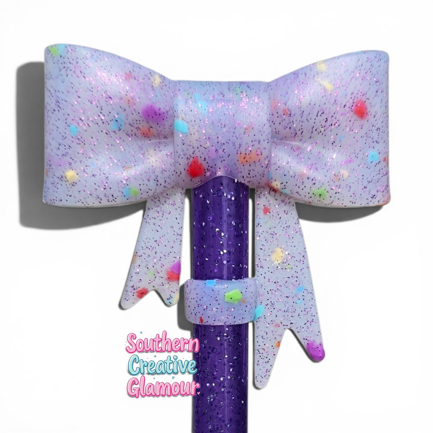 Purple Confetti Bow Straw Topper by Southern CreativeGlamour| Fits 10mm Straws