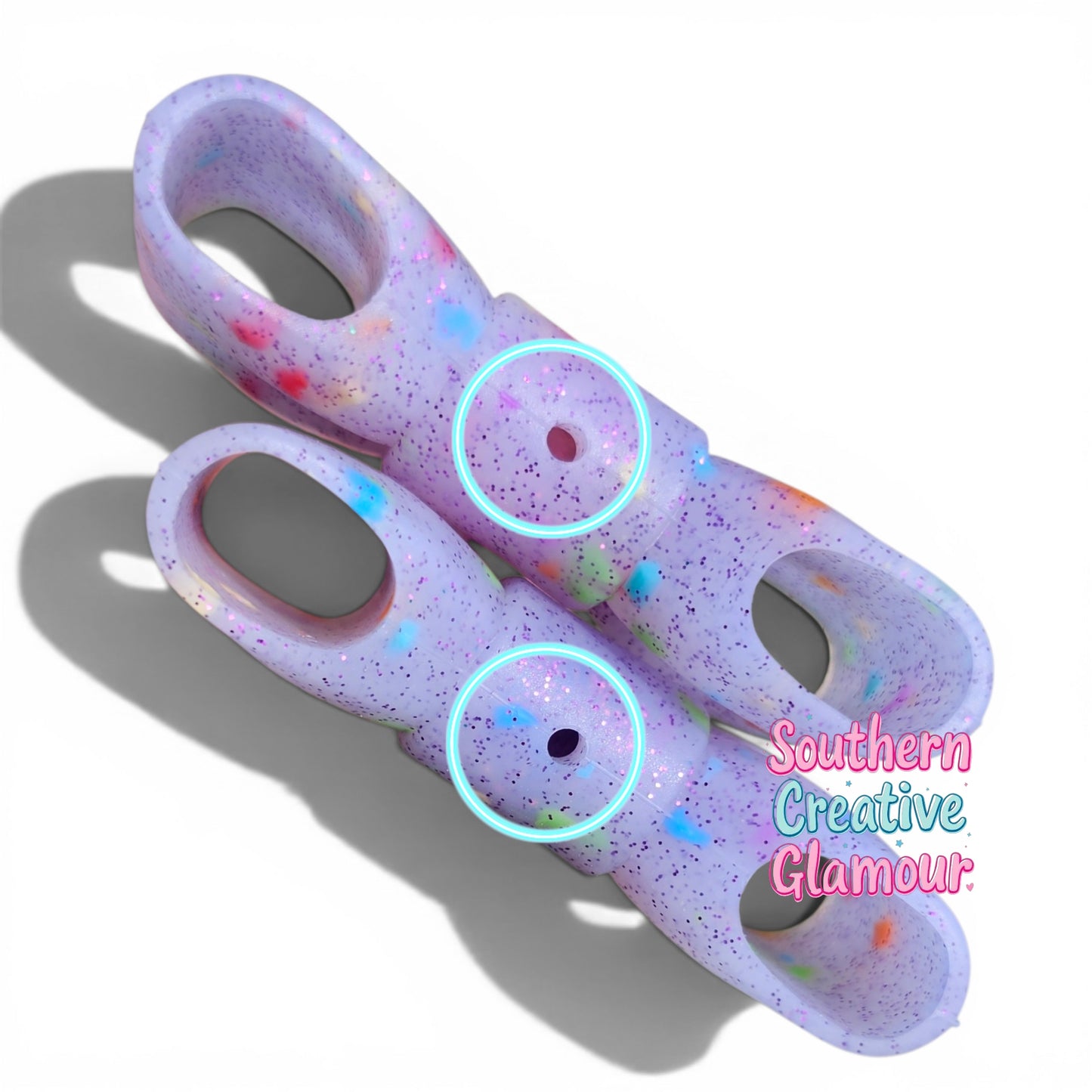 Purple Confetti Glitter Bow Straw Topper | FocalBead | Fits 10mm Straws