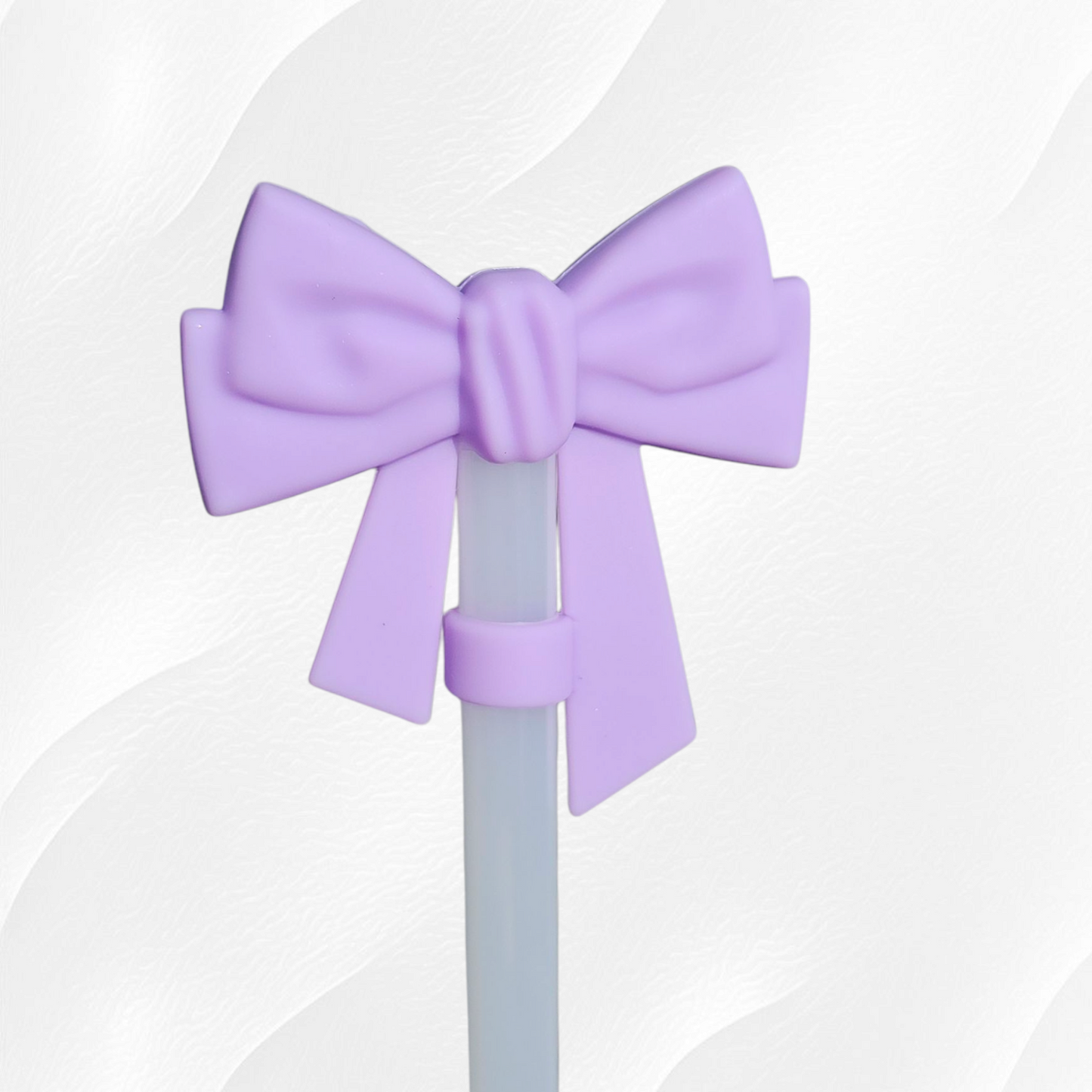 Coquette Ribbon Bow Silicone Straw Topper  - Purple 