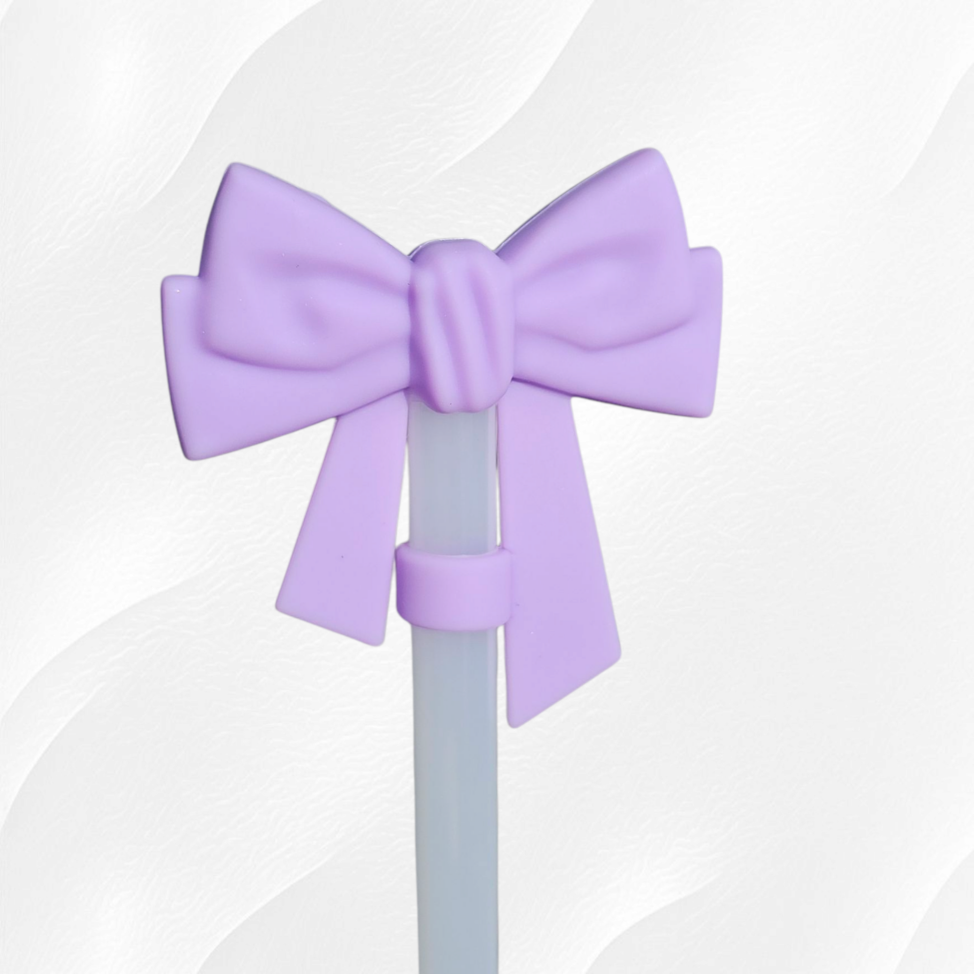 Coquette Ribbon Bow Silicone Straw Topper  - Purple 