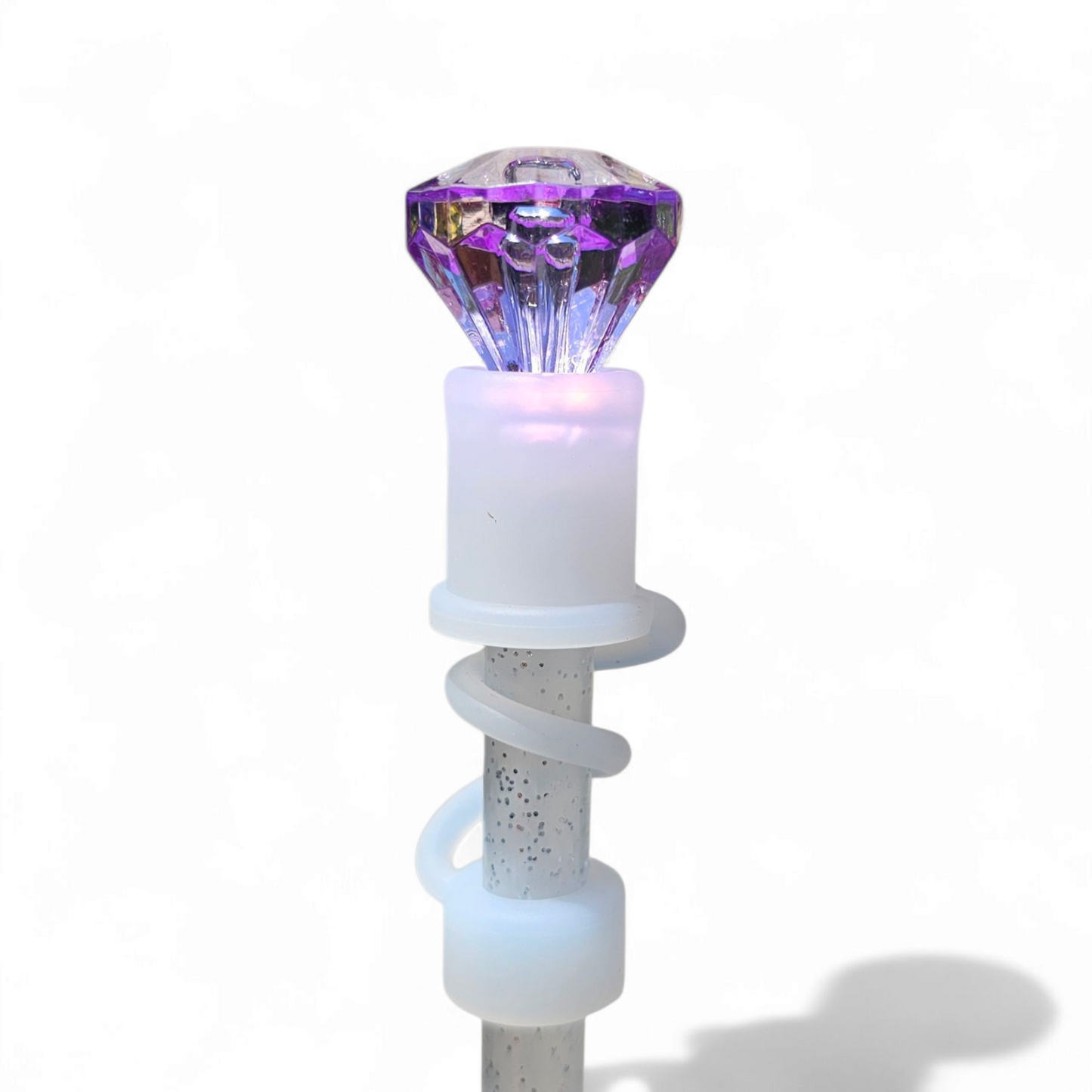 Purple Diamond  | Semi-transparent Silicone 3D Straw Topper by Southern Creative Glamour 