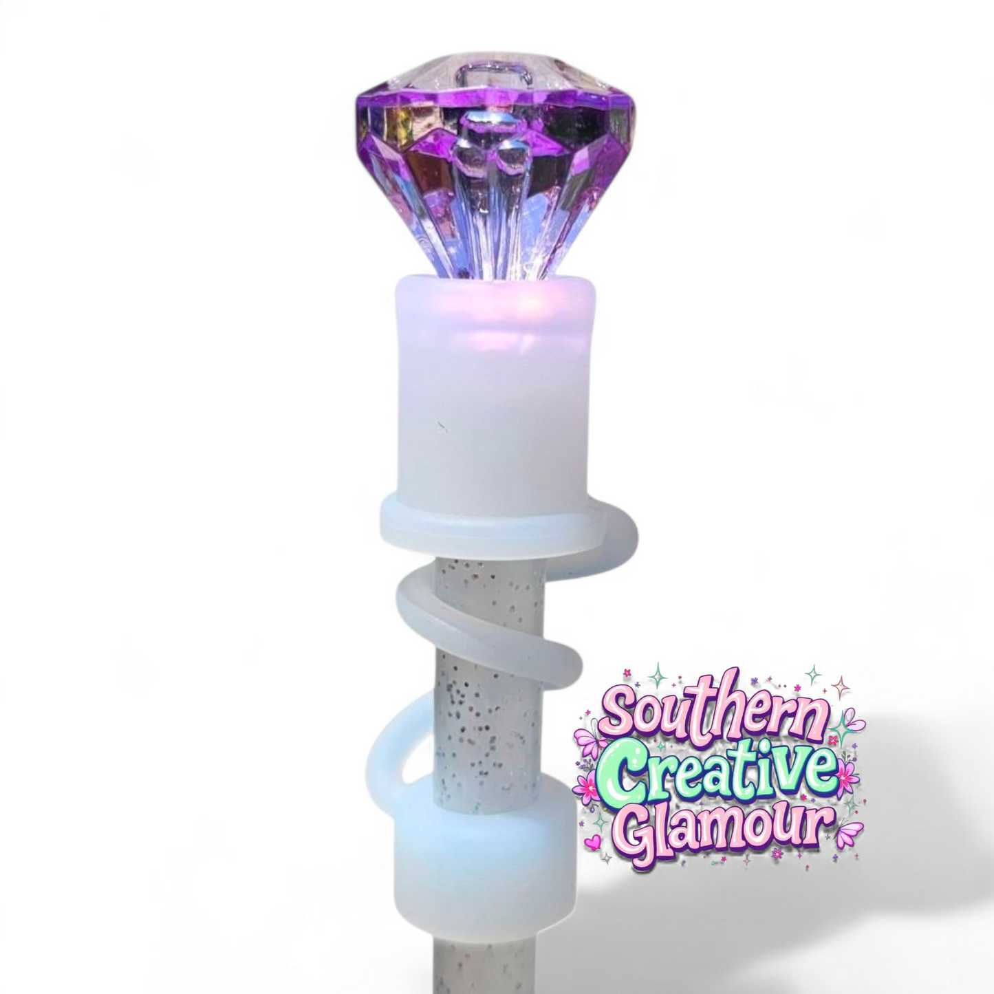 Purple Diamond Silicone 10mm Straw Topper | Straw Cover by Southern Creative Glamour 