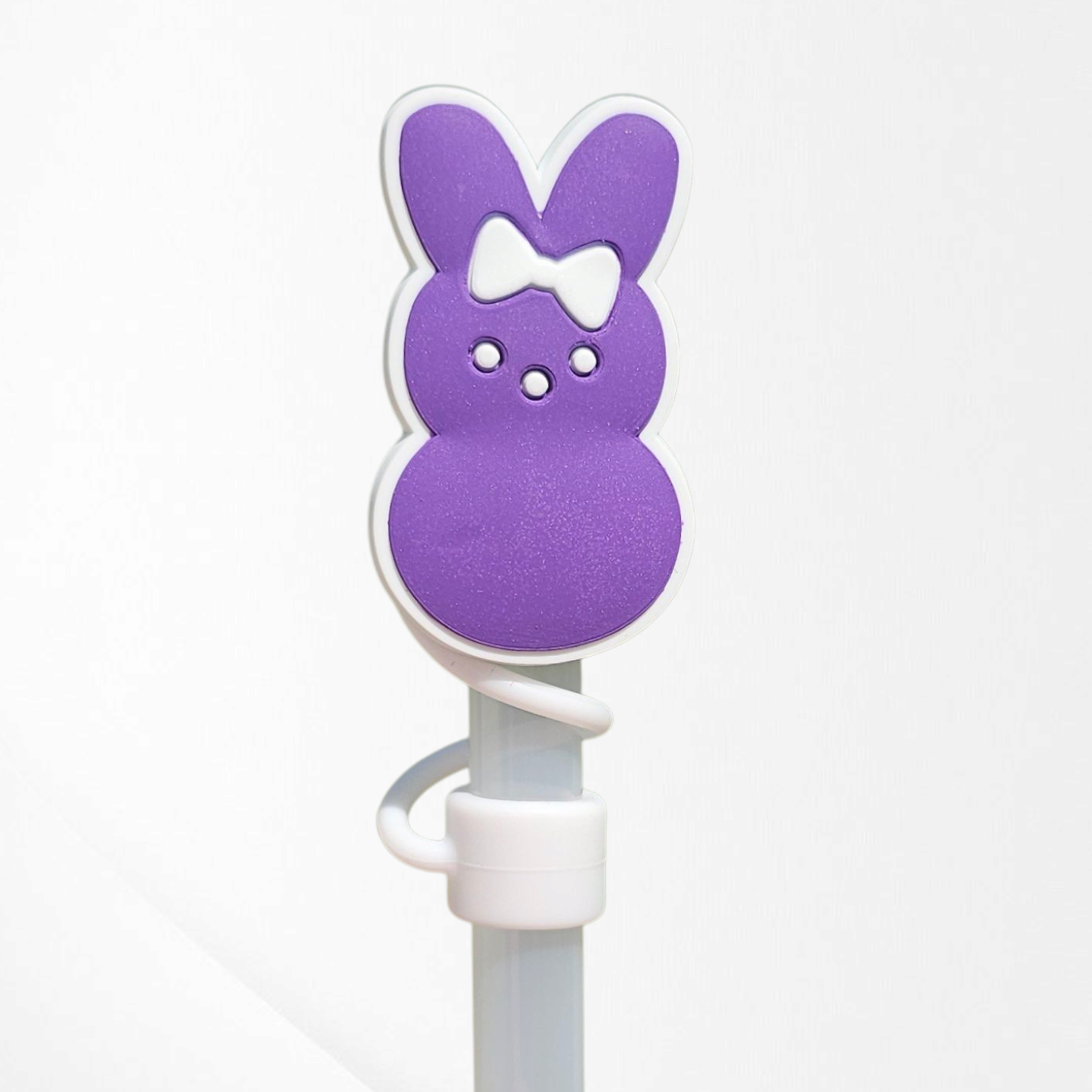 Purple Peeps inspired Easter Bunny 2D Silicone Straw Topper  - Straw Cover. 