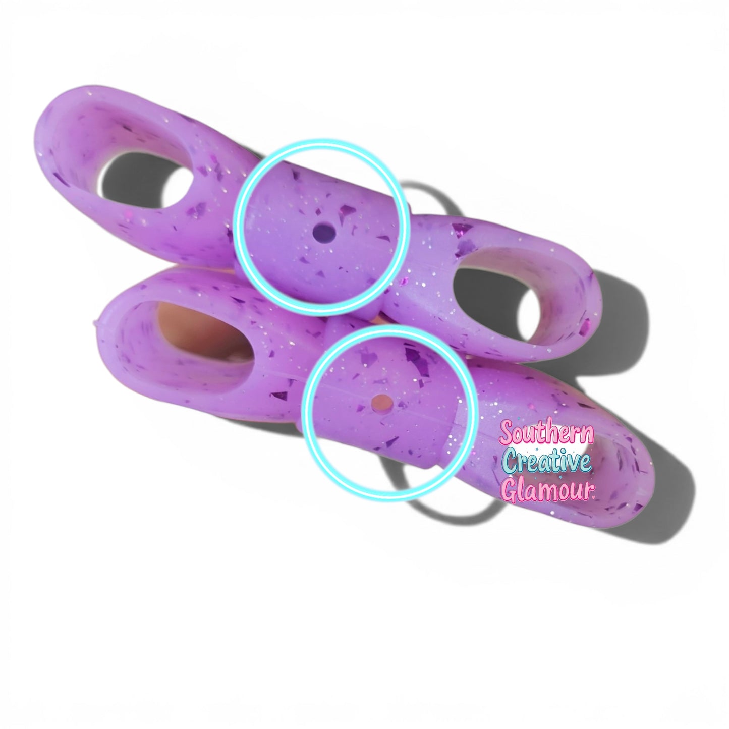 Purple Glitter Bow Straw Topper | Focal Bead | Fits 10mm Straws