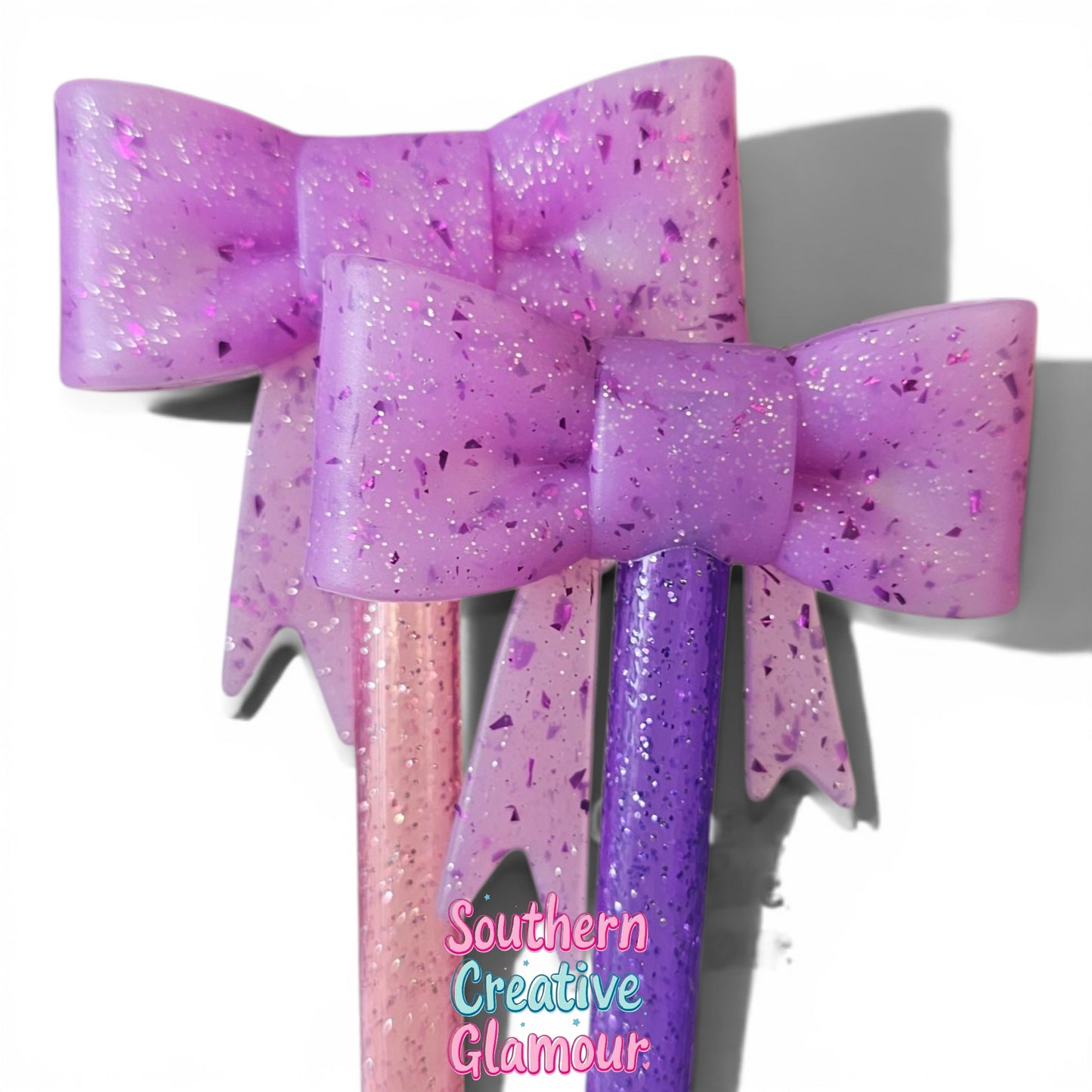 Purple Glitter Bow Straw Topper | Fits 10mm Straws