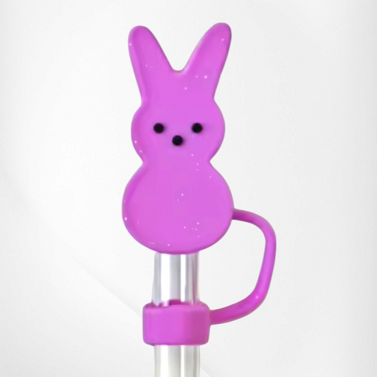 Peeps inspired Easter Bunny 3D Silicone Straw Topper - Purple Glitter by Southern Creative Glamour 