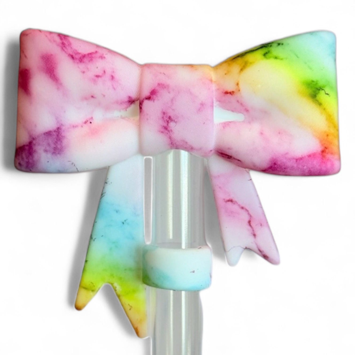 Watercolor 3D Bow Silicone Straw Topper | Fits 10mm Straws