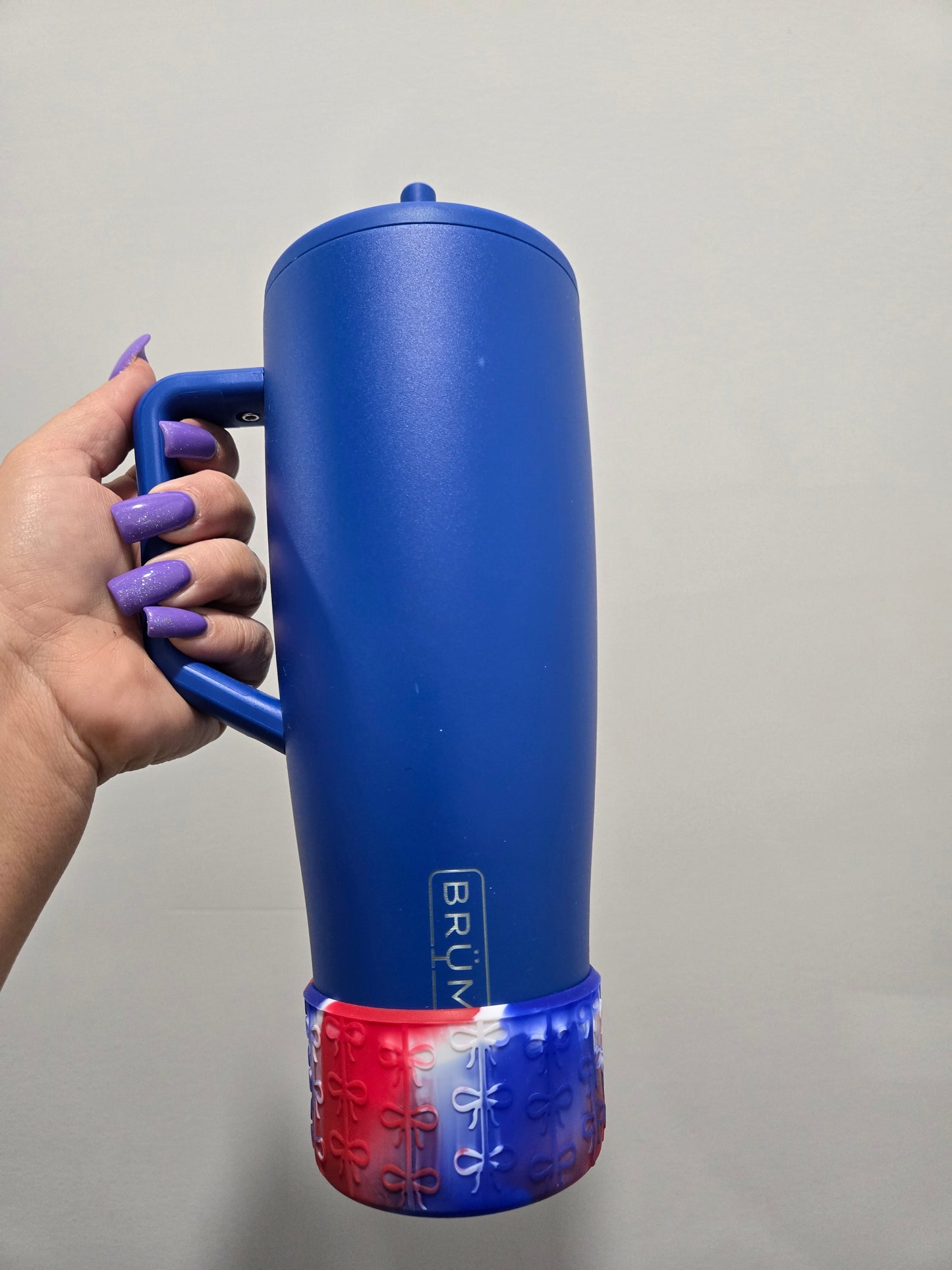 Bows Silicone Tumbler Boot - Red & Blue 