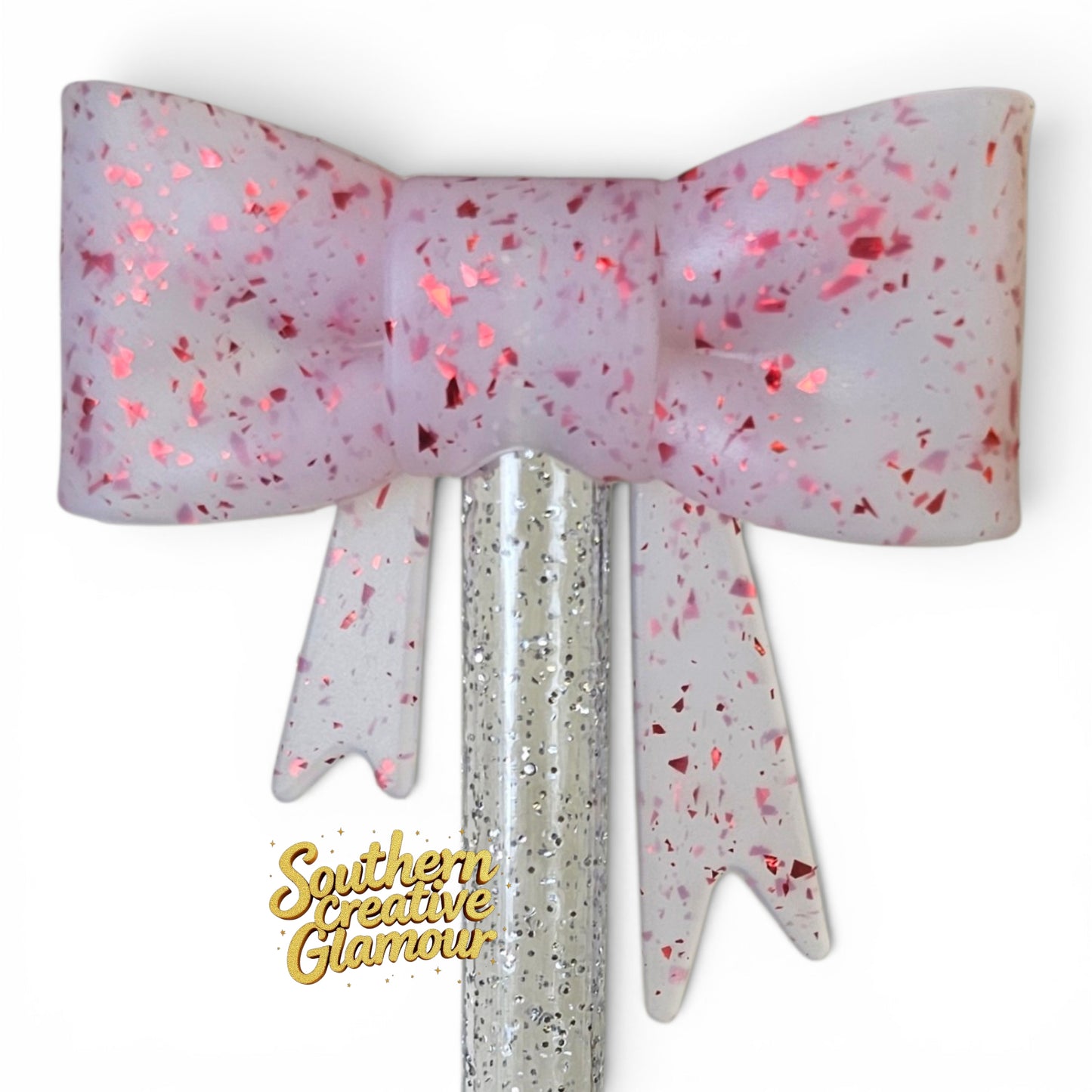 Red Confetti Bow Straw Topper | Fits 10mm Straws