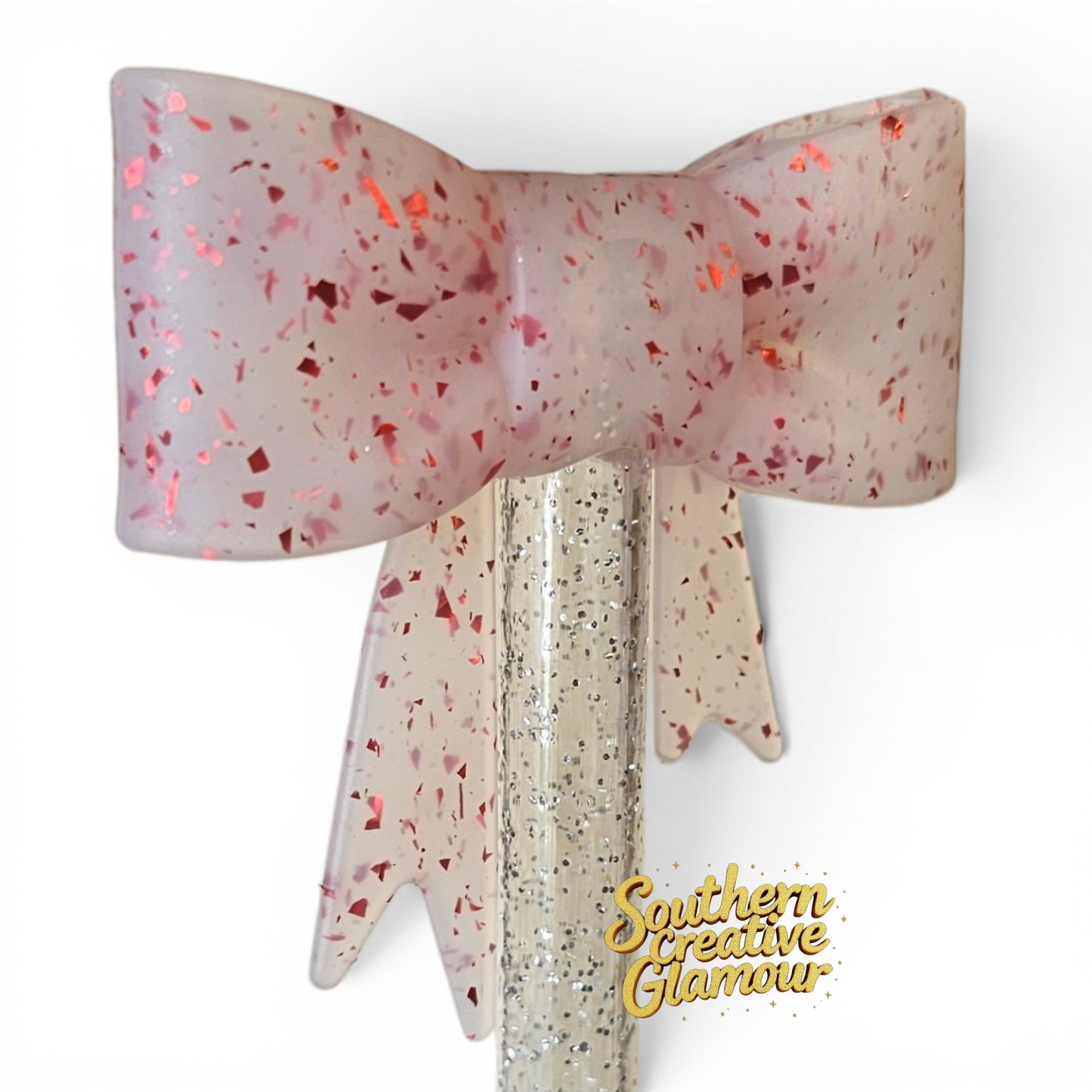 Red Confetti Bow Straw Topper | Fits 10mm Straws