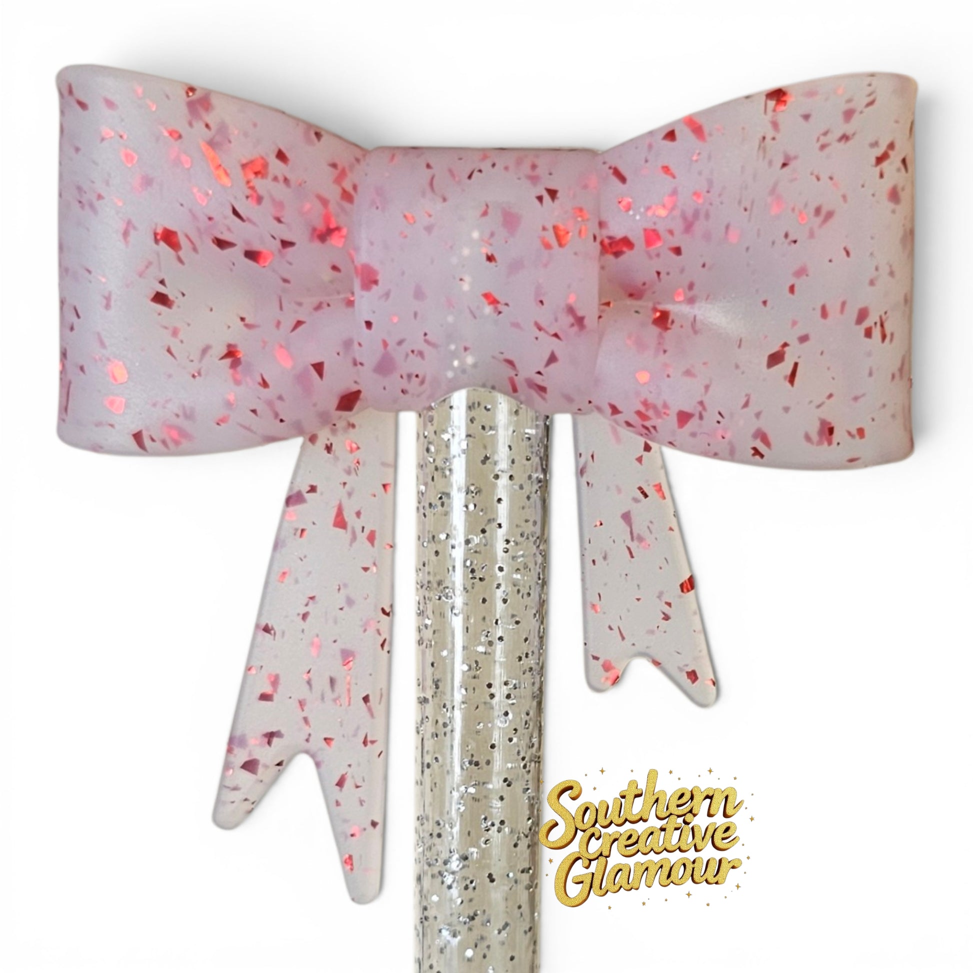 Red Confetti Bow Straw Topper | Fits 10mm Straws
