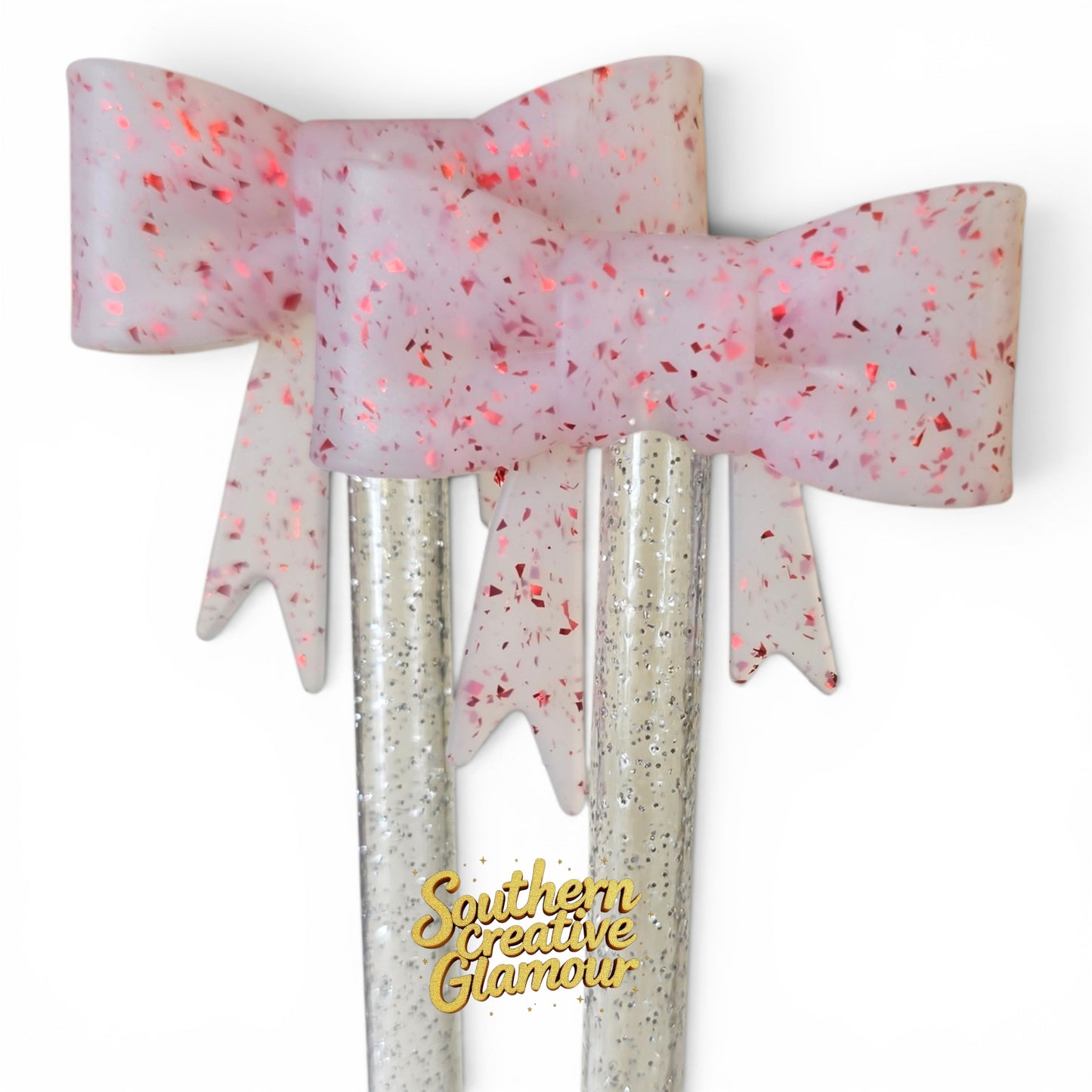 Red Confetti Bow Straw Topper | Fits 10mm Straws