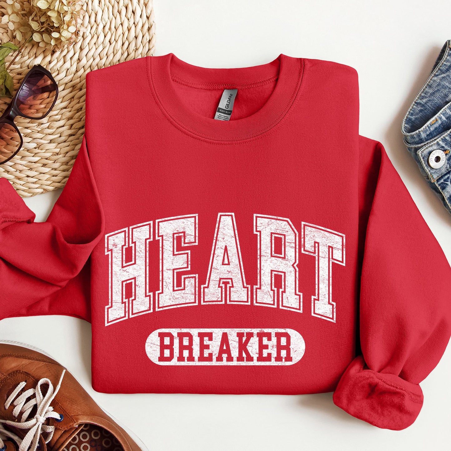 Red Heart Breaker Crewneck Sweatshirt – Valentine’s Day Graphic Pullover