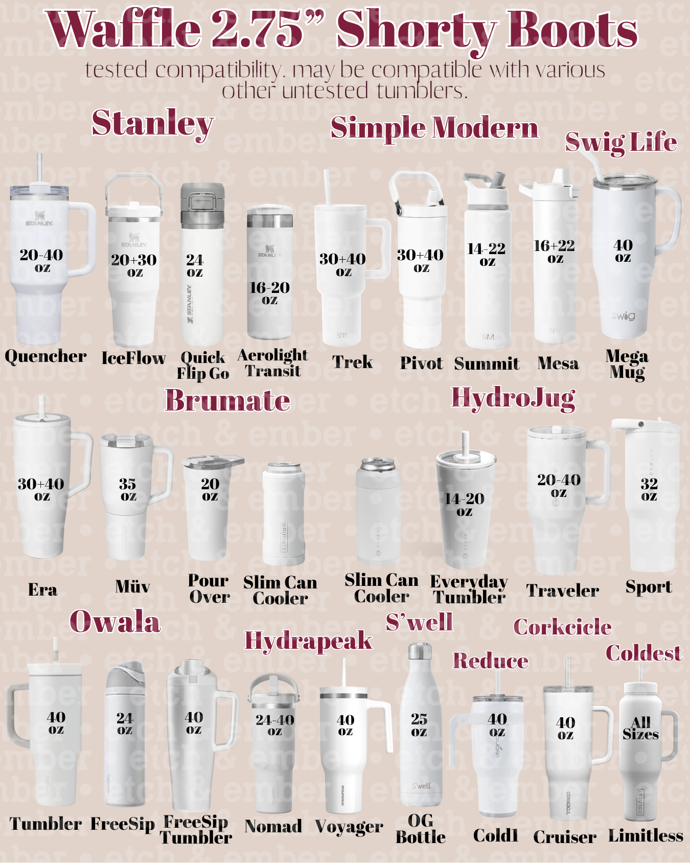 Red Shimmer 2.75" Shorty Waffle Silicone Tumbler Boot | Fits 14oz-40oz Tumblers