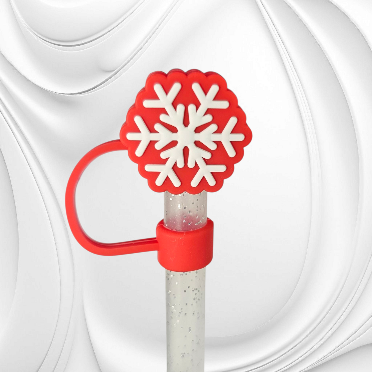 Red Snowflake Silicone 10mm Straw Topper | Straw Cover by Southern Creative Glamour 