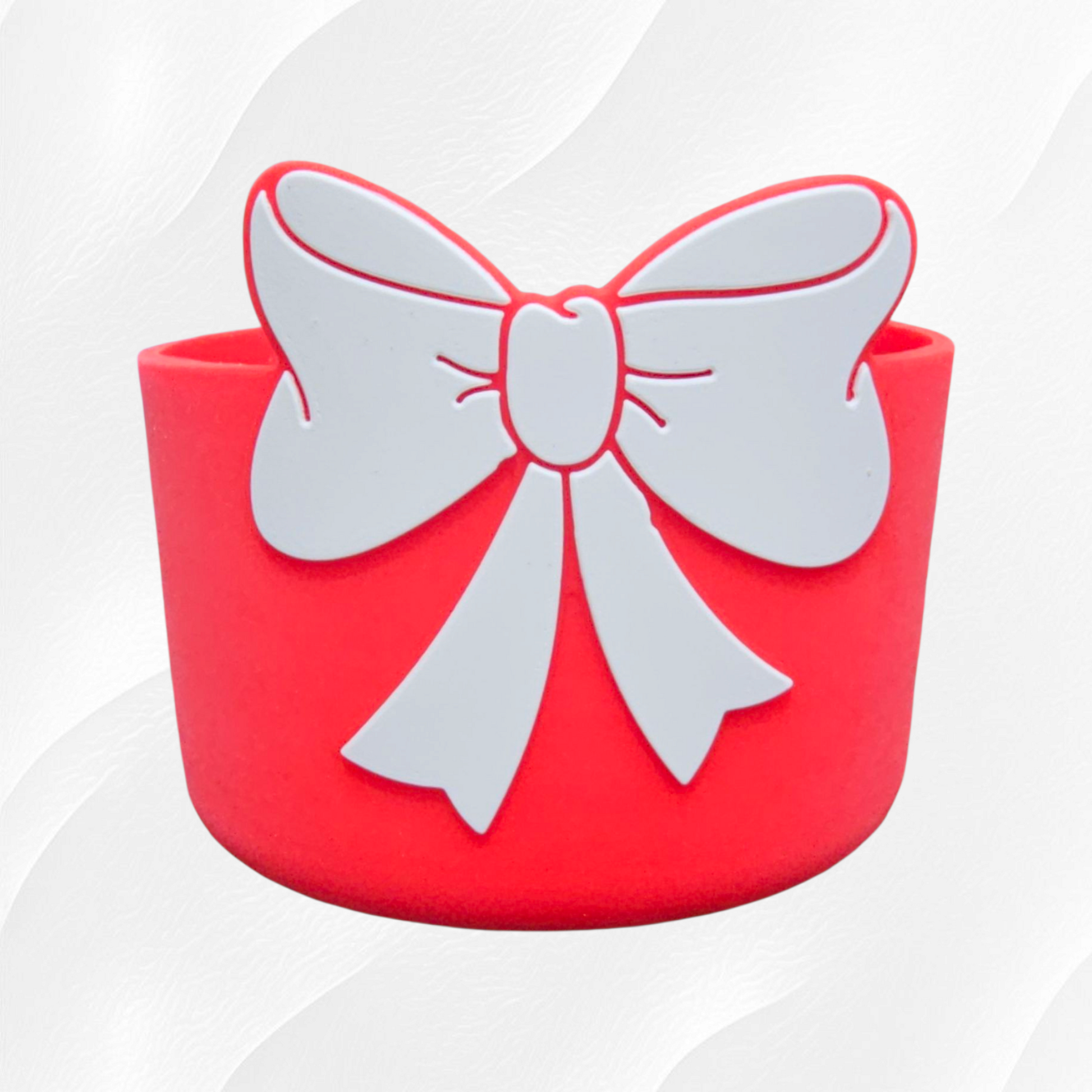 Red and White 3D Bow Silicone Tumbler Boot | Tumbler Sleeve by Southern Creative Glamour 