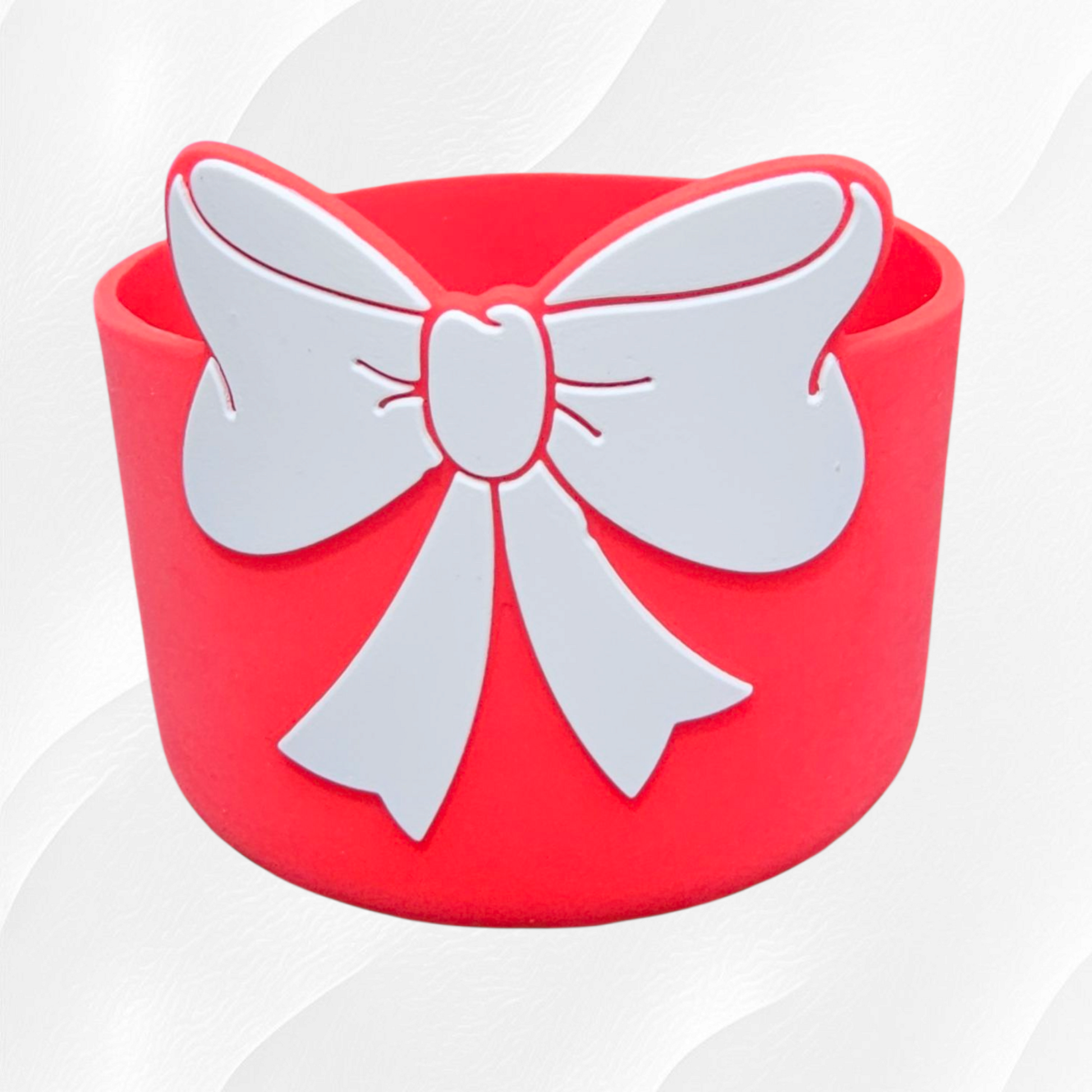 Red and White 3D Bow Silicone Tumbler Boot | Tumbler Sleeve by Southern Creative Glamour 