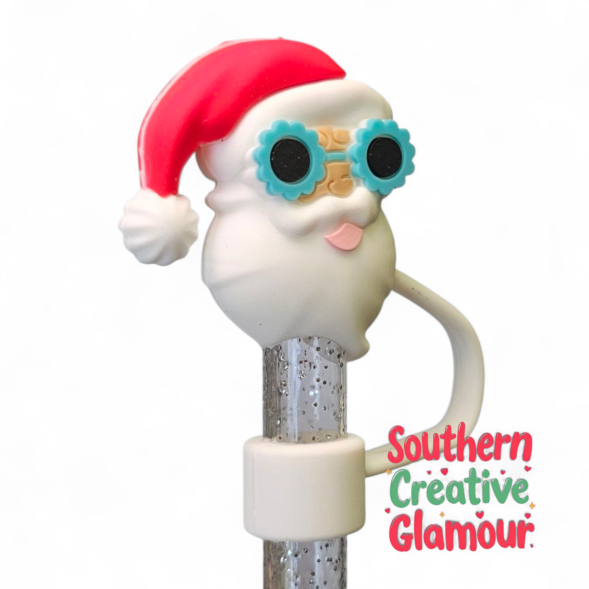 Retro Santa Clause 10mm Silicone Straw Topper | Straw Cover by Southern Creative Glamour 