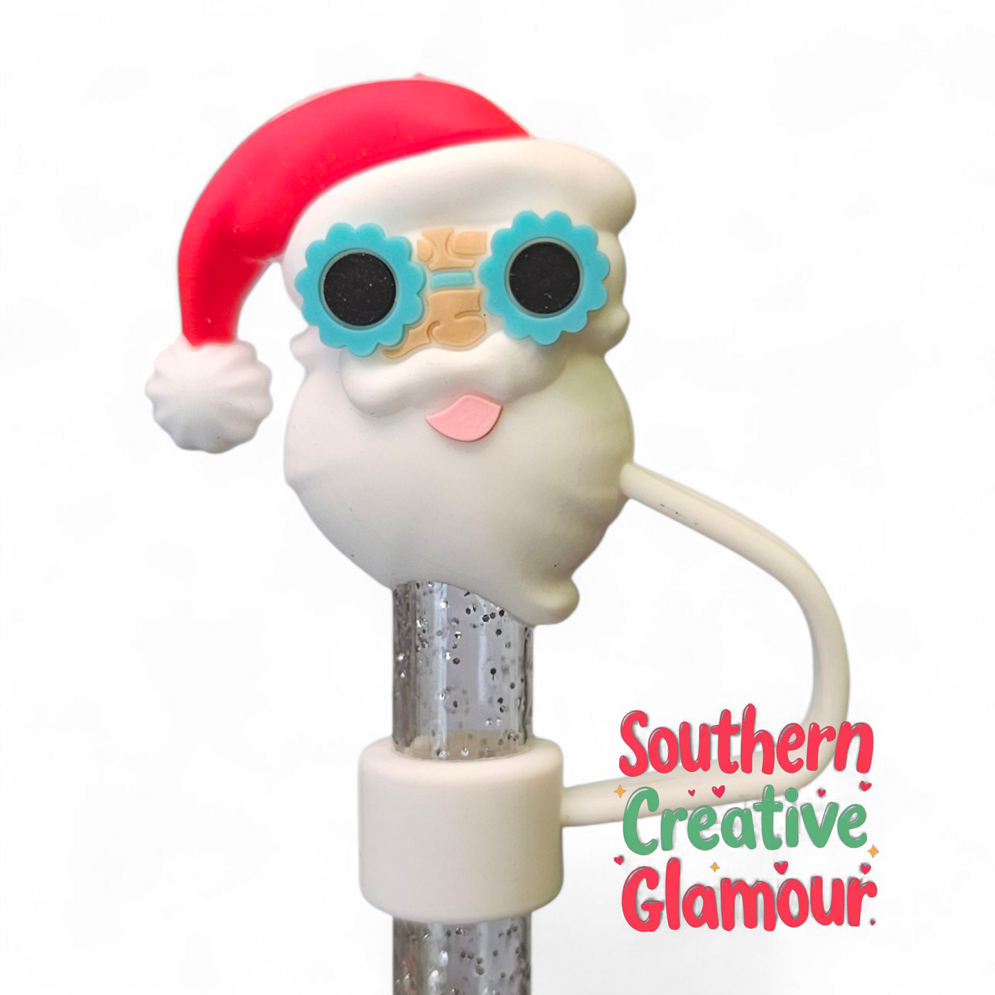 Retro Santa Clause 10mm Silicone Straw Topper | Straw Cover by Southern Creative Glamour 