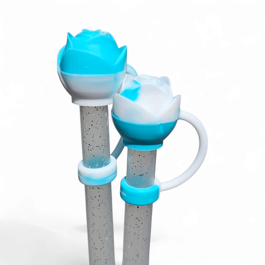 Tiffany Blue and White 3D Silicone 10mm Straw Topper by Southern Creative Glamour 