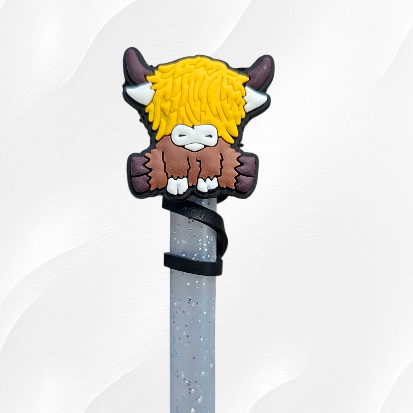 Highland Cow Straw Topper