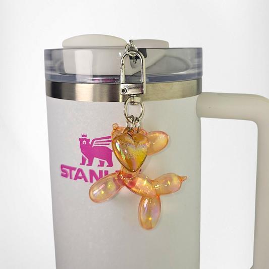 Iridescent Pearlescent Orange balloon Dog charm. 
