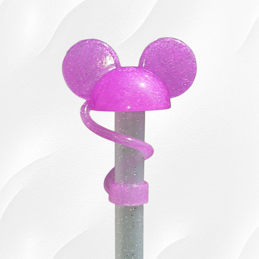 Jelly Purple Glitter 3D Silicone Straw Topper. 