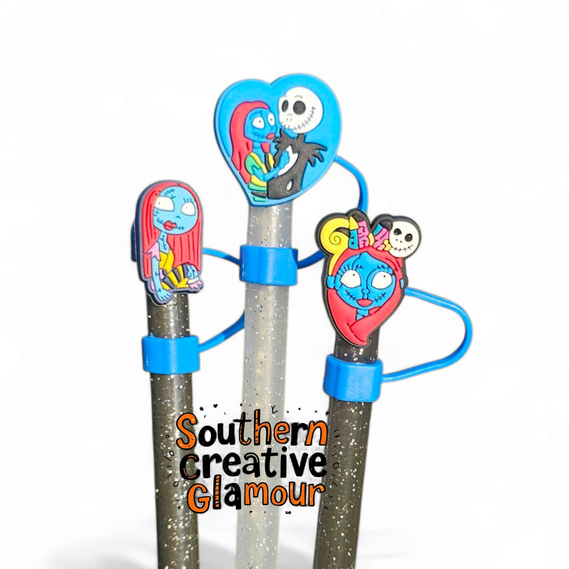 Nightmare Before Christmas inspired Silicone 10mm Straw Topper by Southern Creative Glamour 
