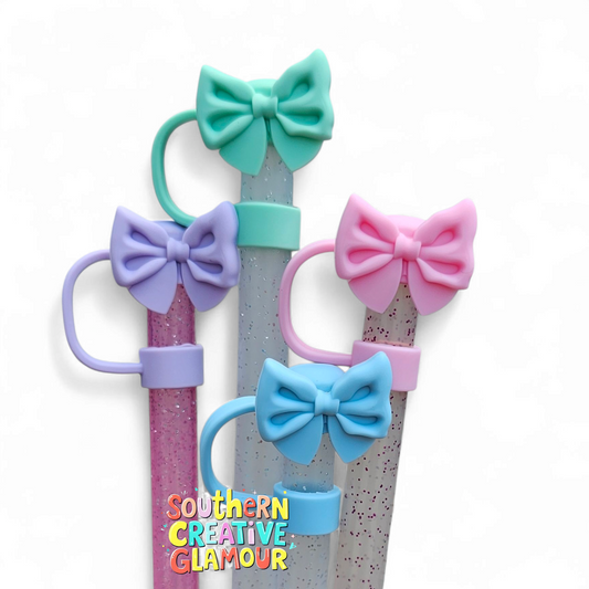 Butterfly Ribbon Bow 3D Silicone 10mm Straw Toppers by Southern Creative Glamour 