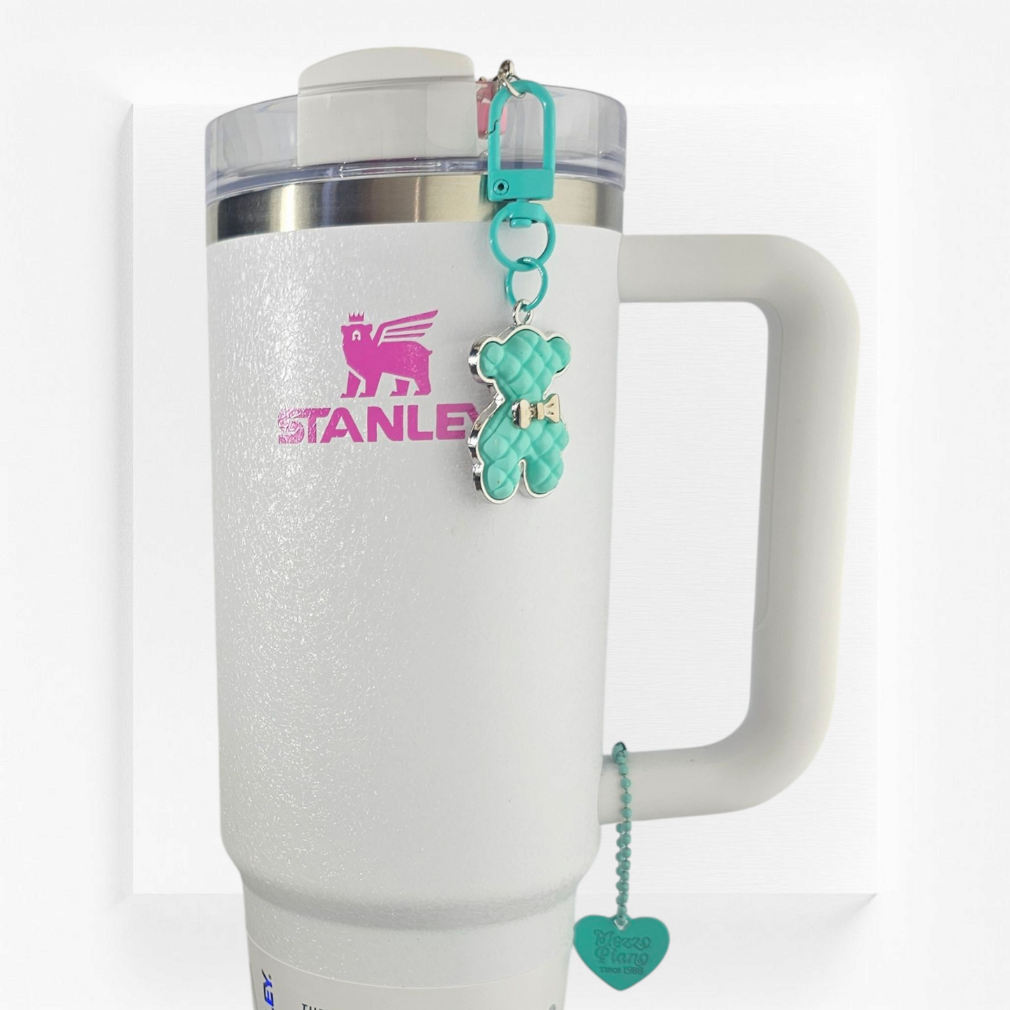 Fancy Teddy Bear Tumbler Straw Charm and Cup Handle Charm Set