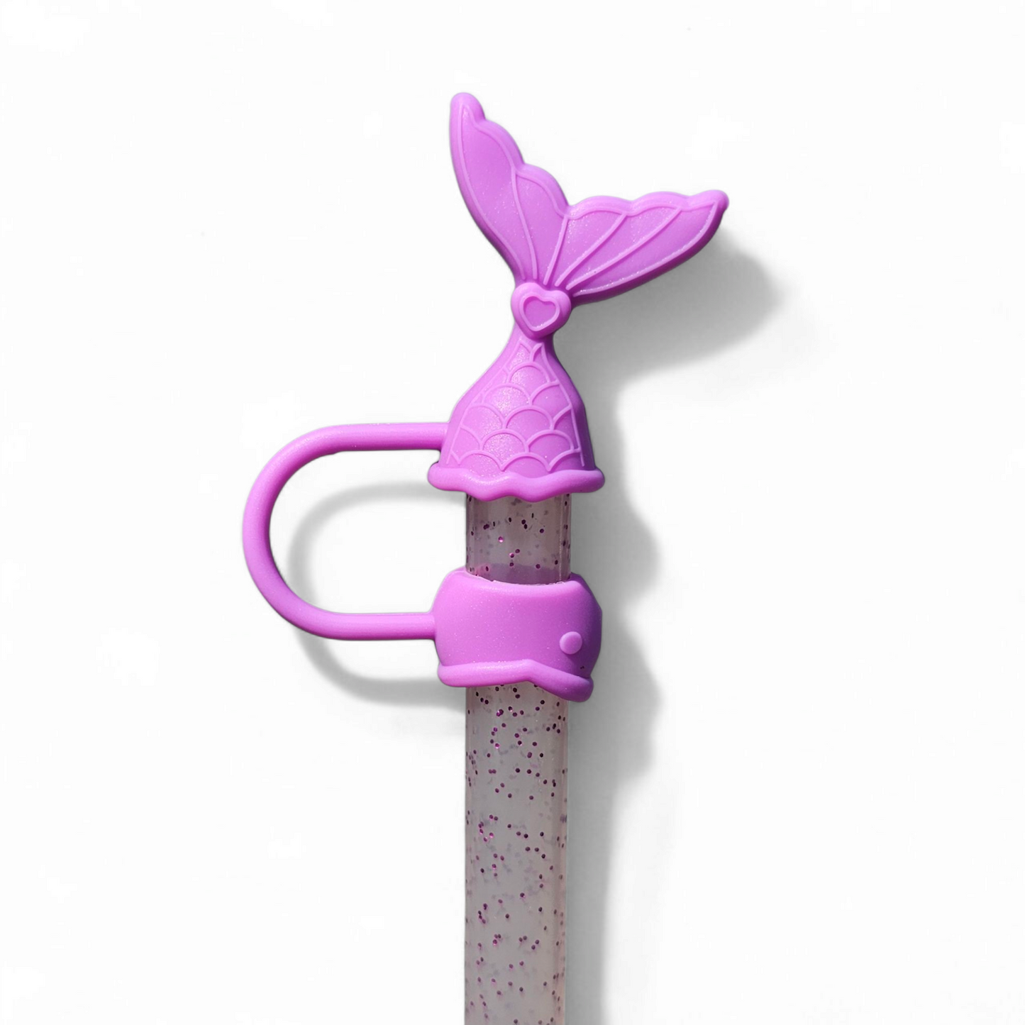 Purple Mermaid 3D Silicone 10mm Straw Topper 