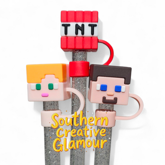 3D Minecraft 10mm Straw Toppers 