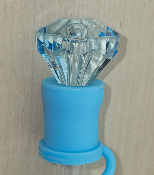 Tiffany Teal Blue Diamond 3D Silicone straw topper  - straw cover  - straw cap. 