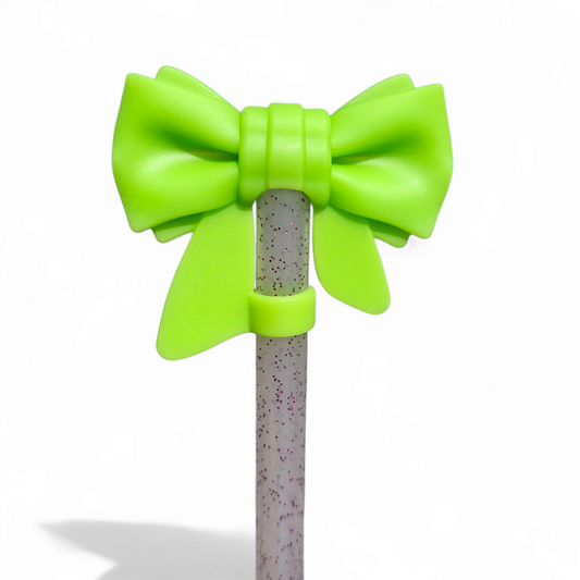 Lime Green Bow 3D Silicone 10mm Straw Topper by Southern Creative Glamour 