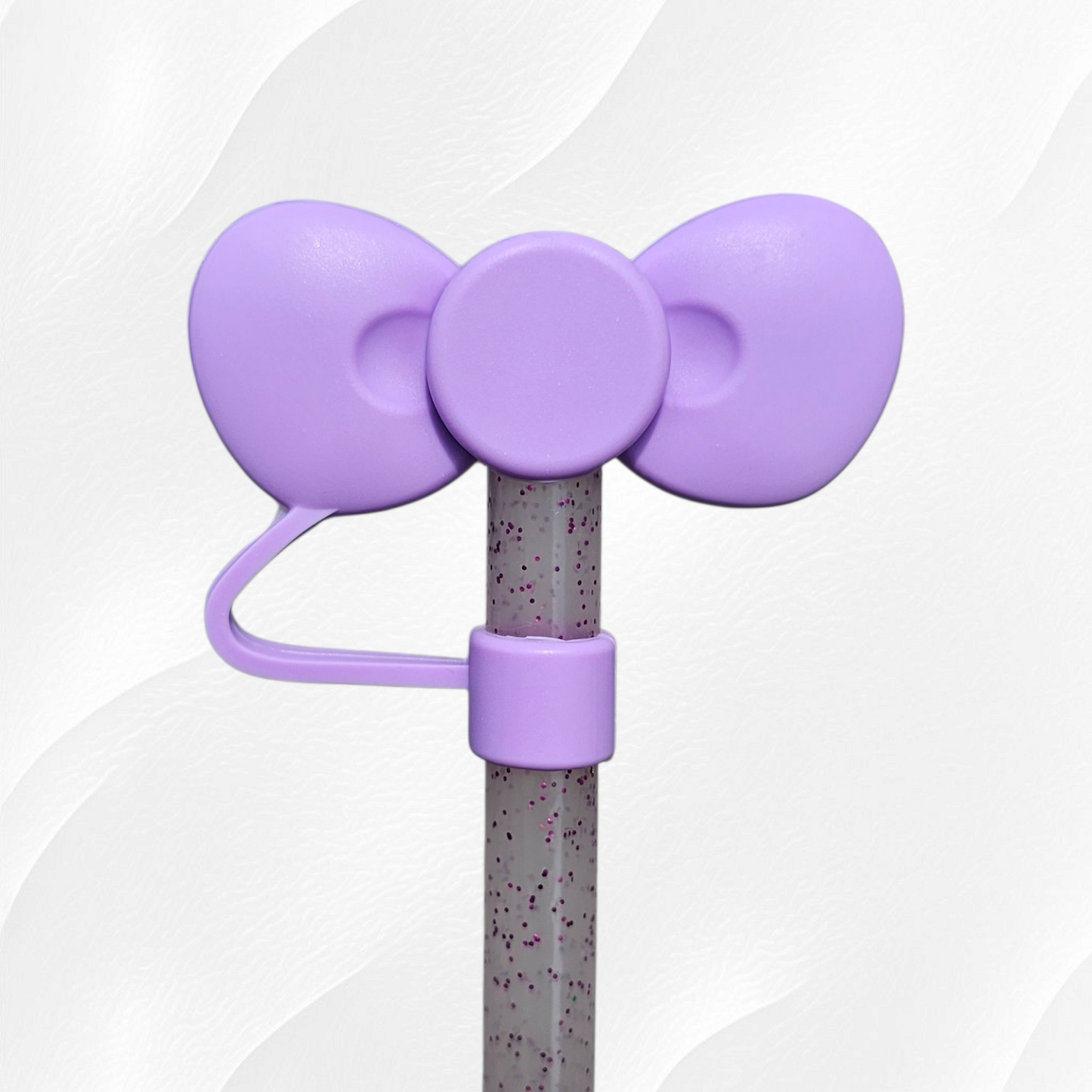 Purple Bow Silicone Straw Topper 